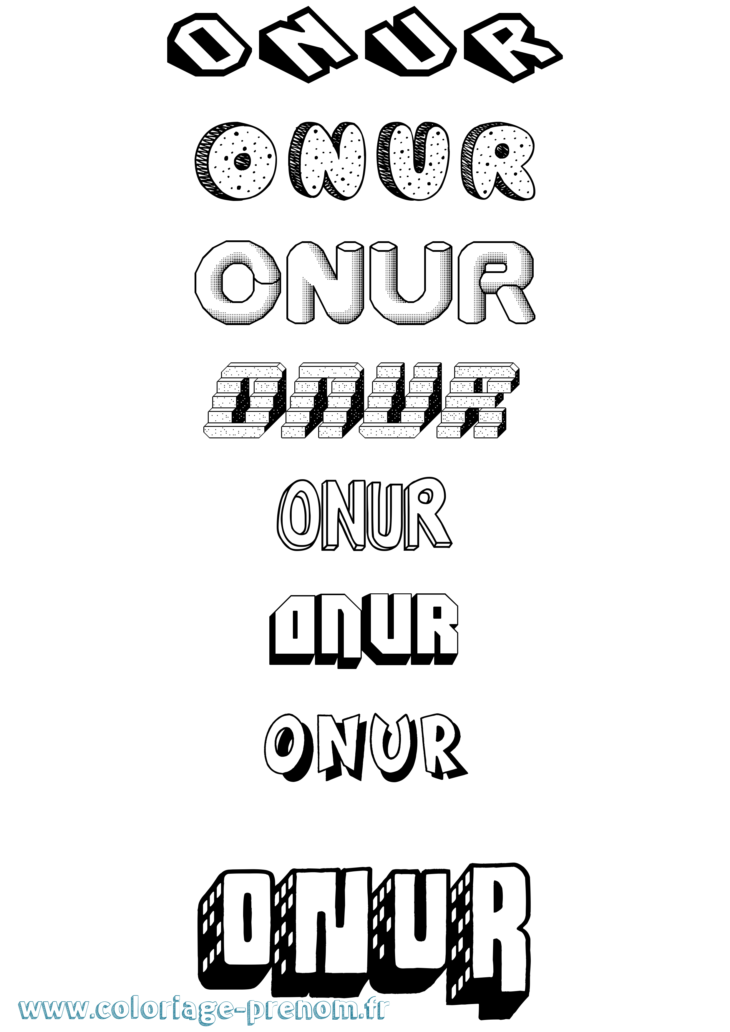 Coloriage Onur Effet 3D Coloriage prénom Onur Effet 3D