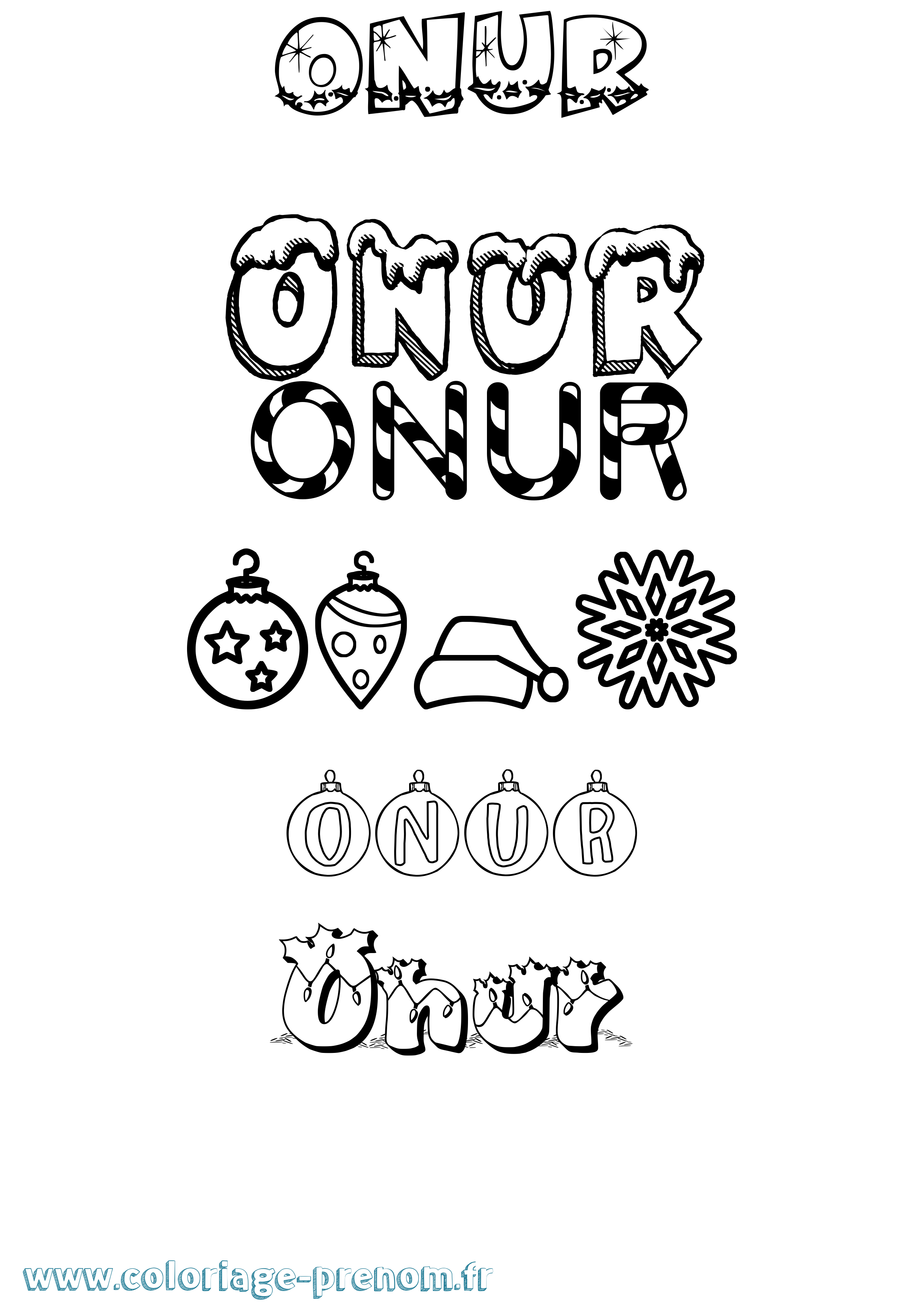 Coloriage Onur Noël Coloriage prénom Onur Noël