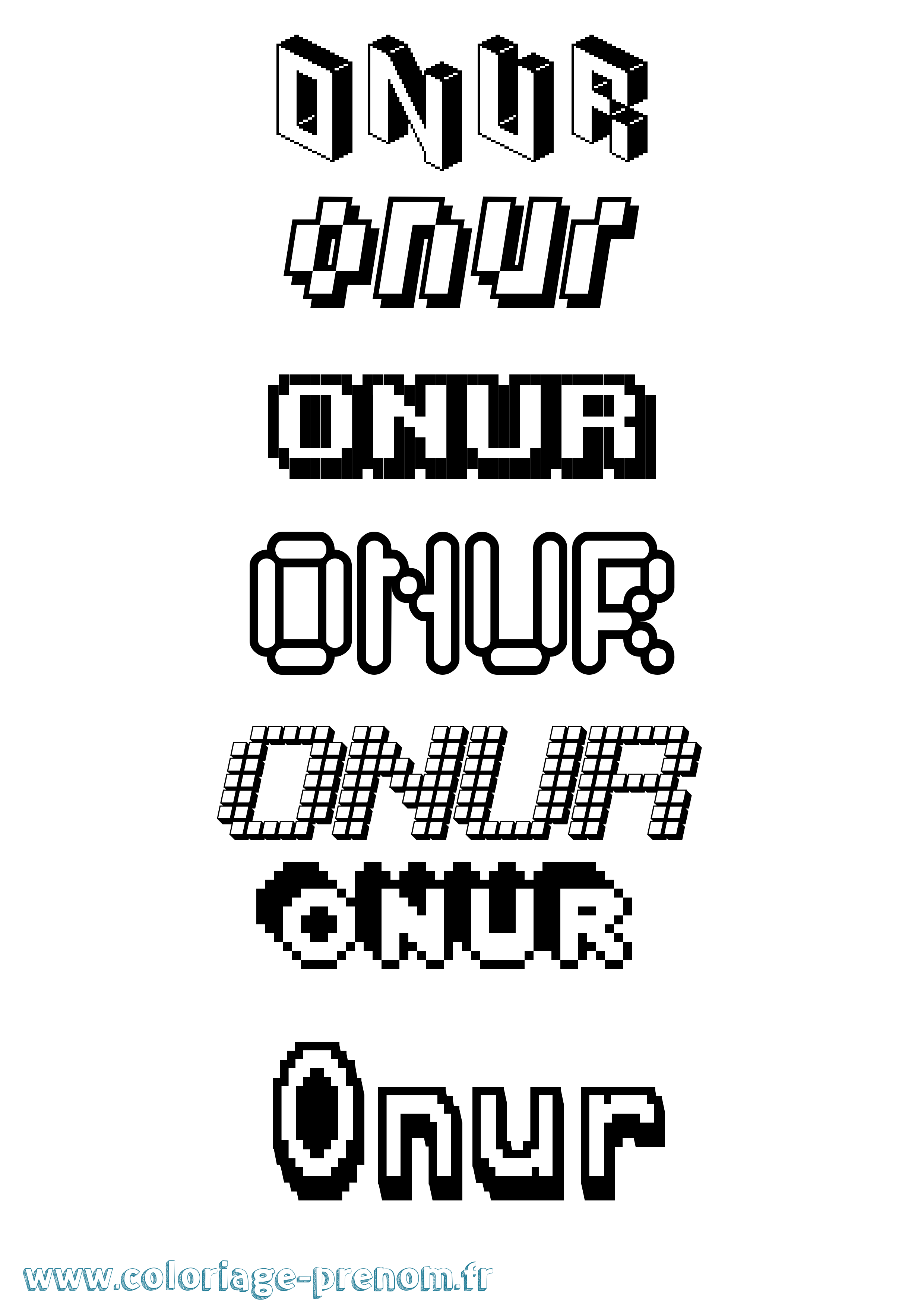Coloriage Onur Pixel Coloriage prénom Onur Pixel