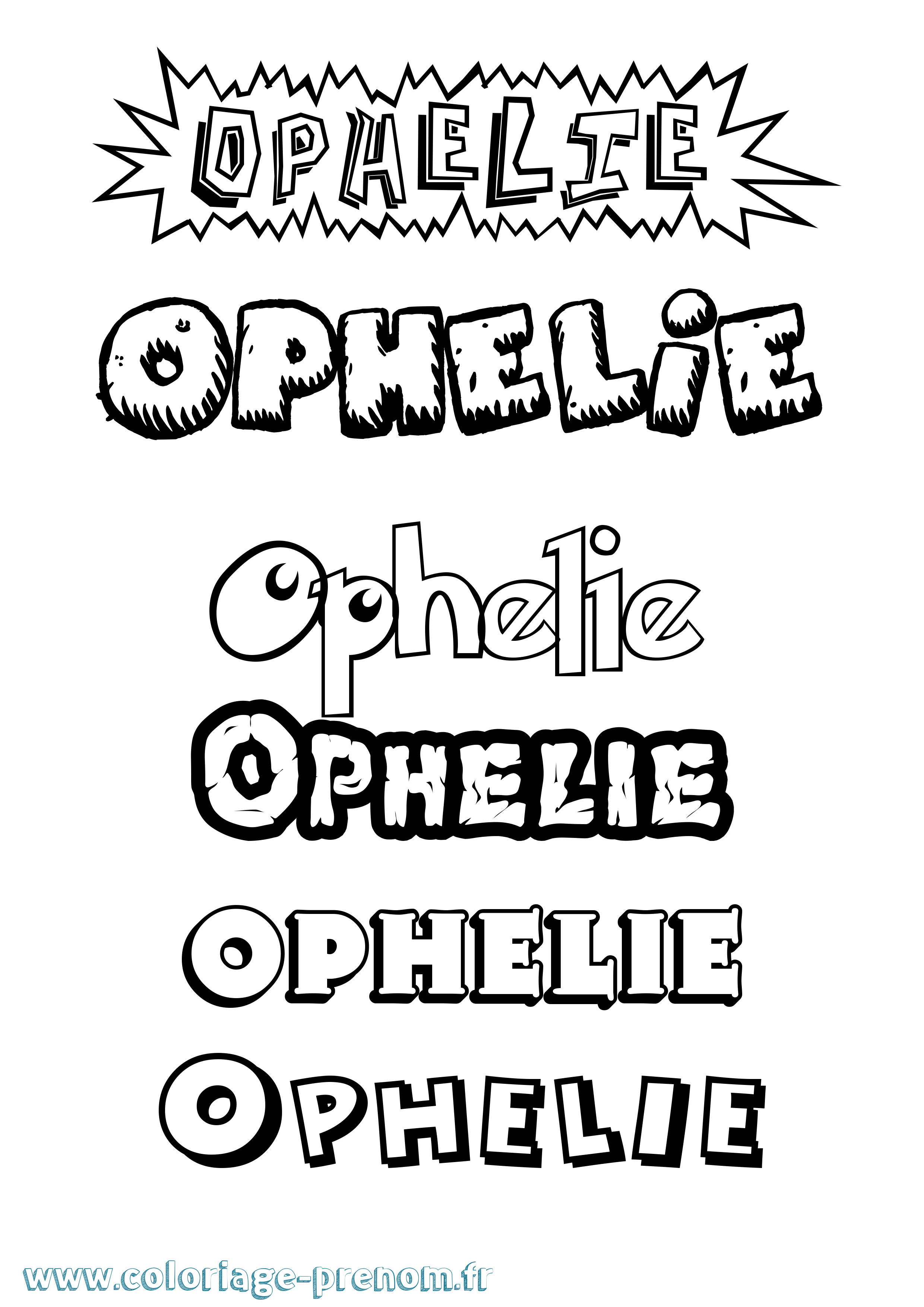 Coloriage prénom Ophelie