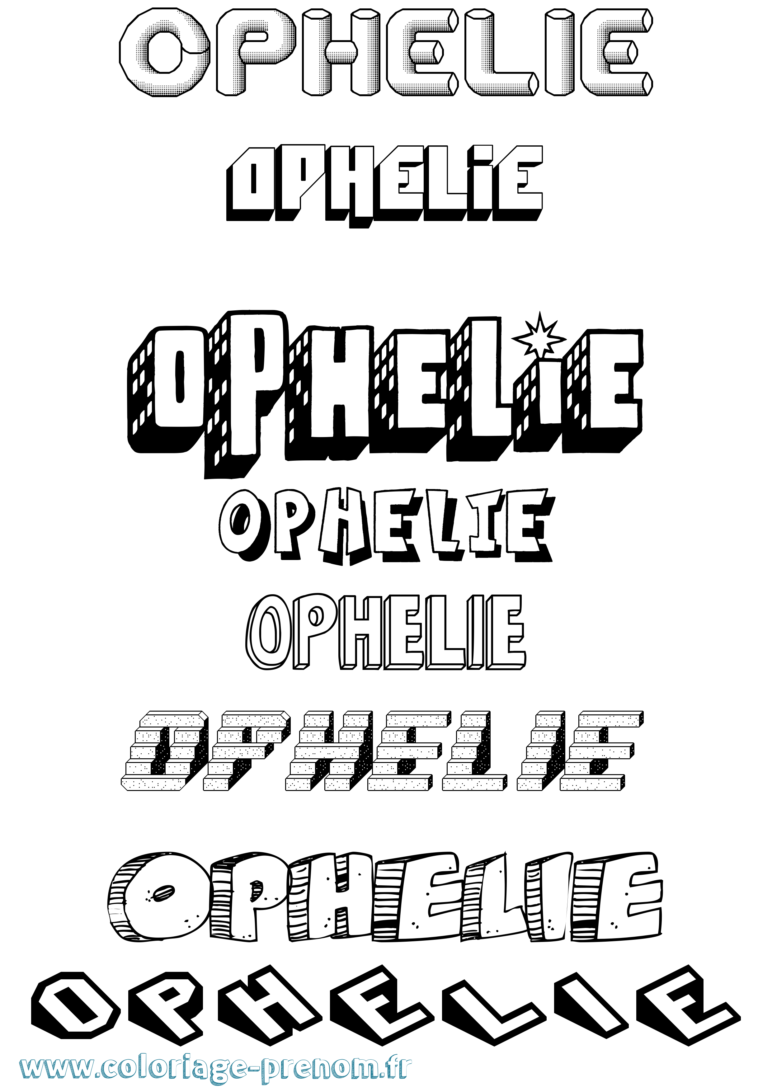 Coloriage prénom Ophelie