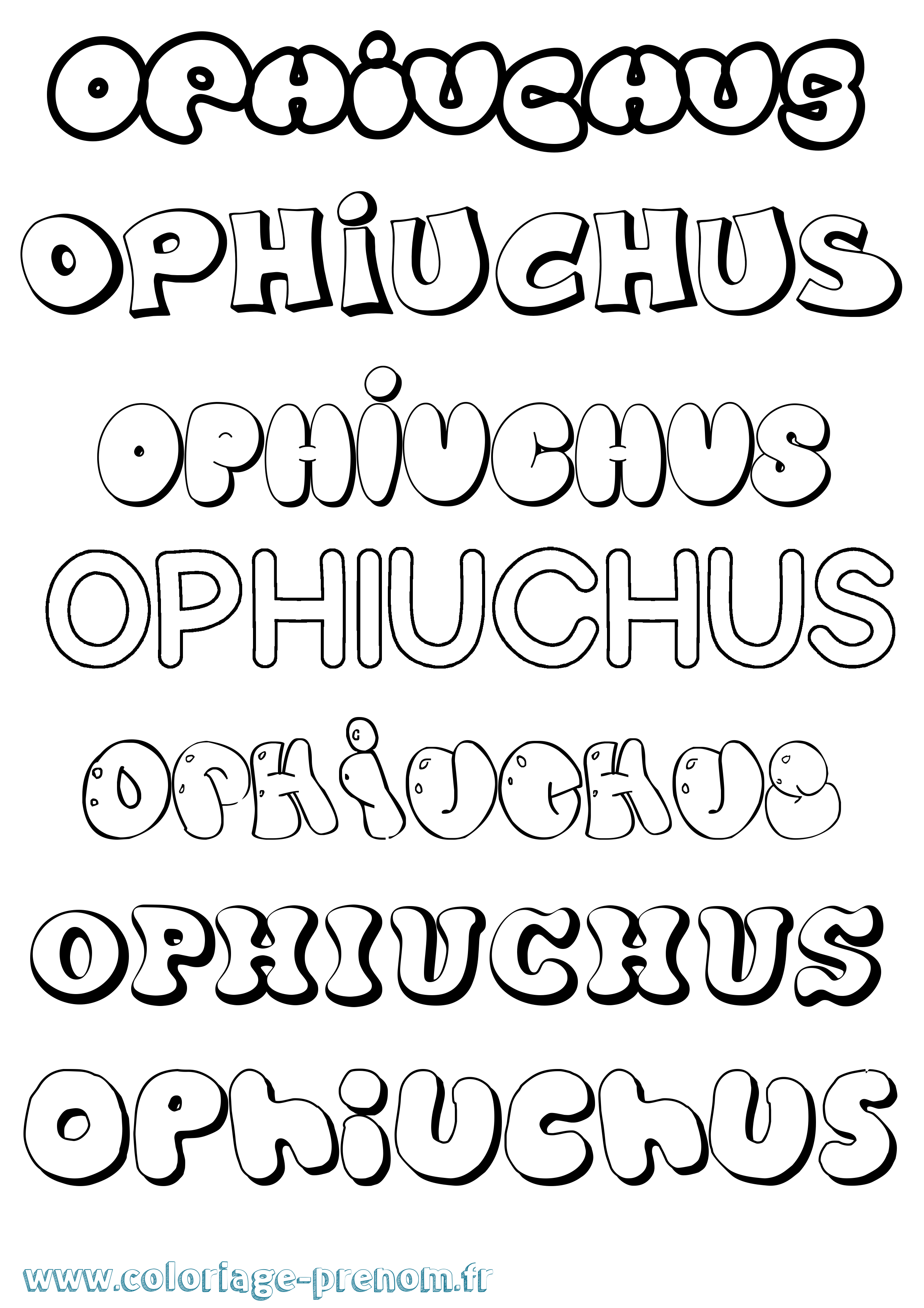 Coloriage prénom Ophiuchus Bubble