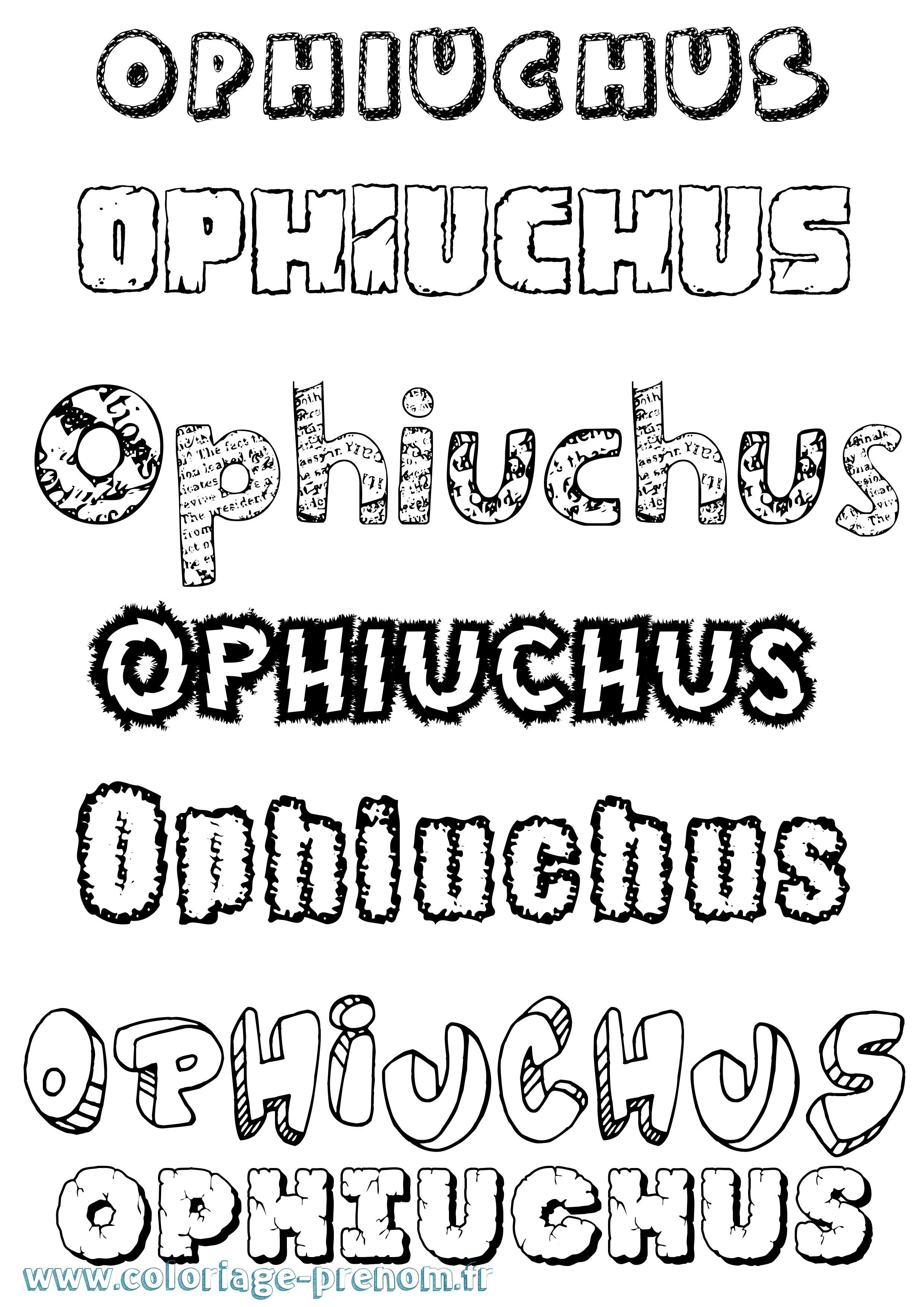 Coloriage prénom Ophiuchus Destructuré