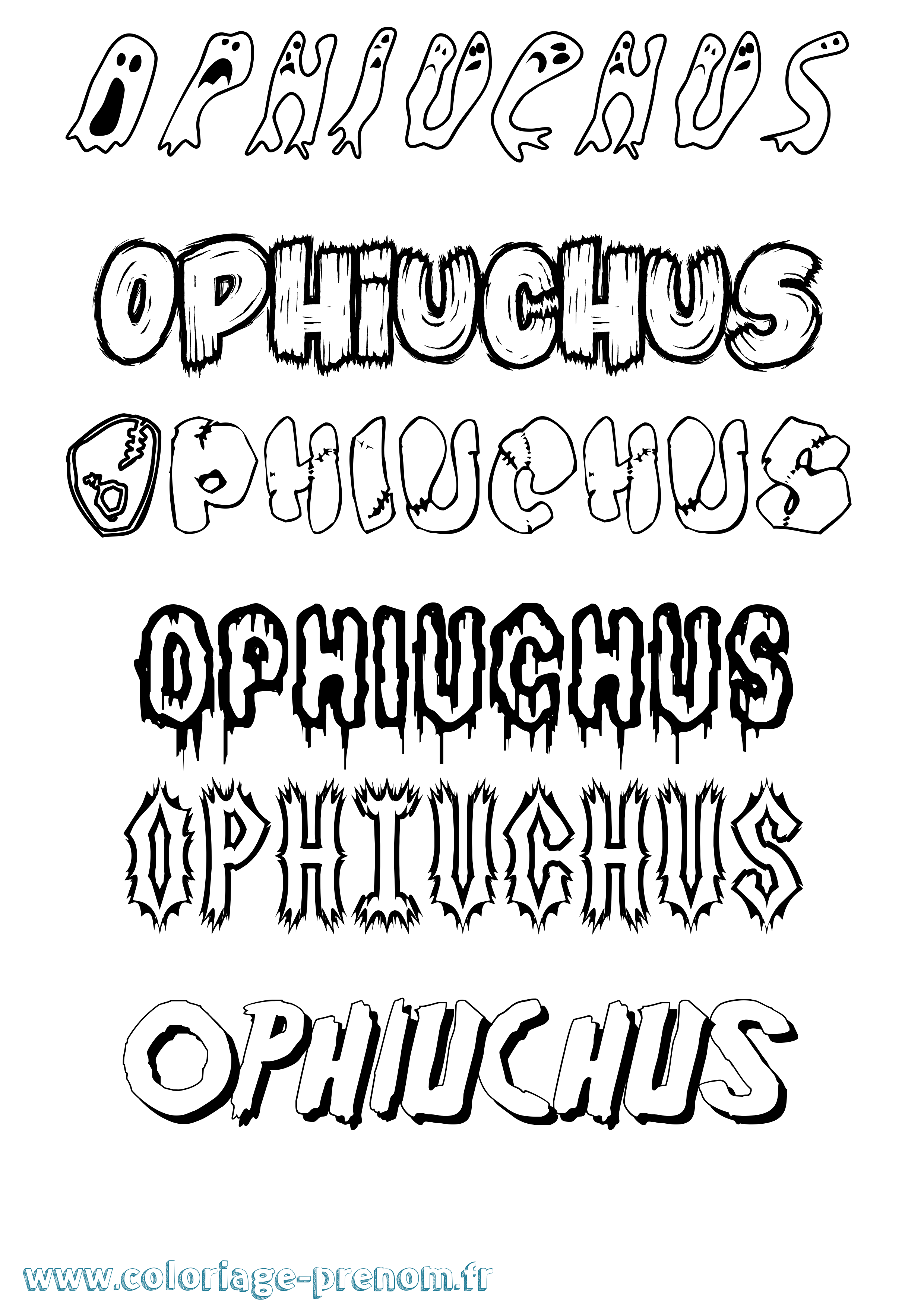 Coloriage prénom Ophiuchus Frisson