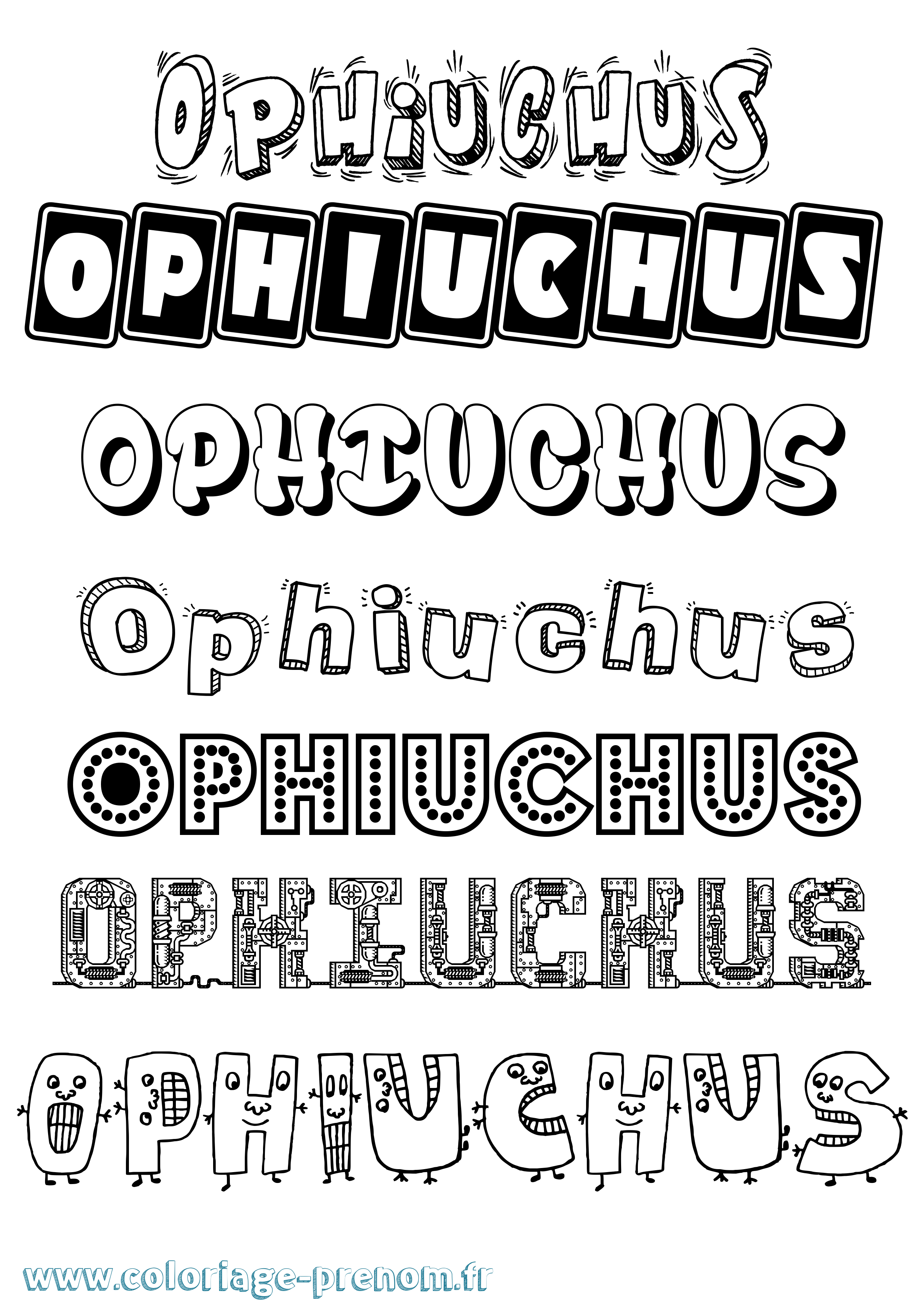 Coloriage prénom Ophiuchus Fun