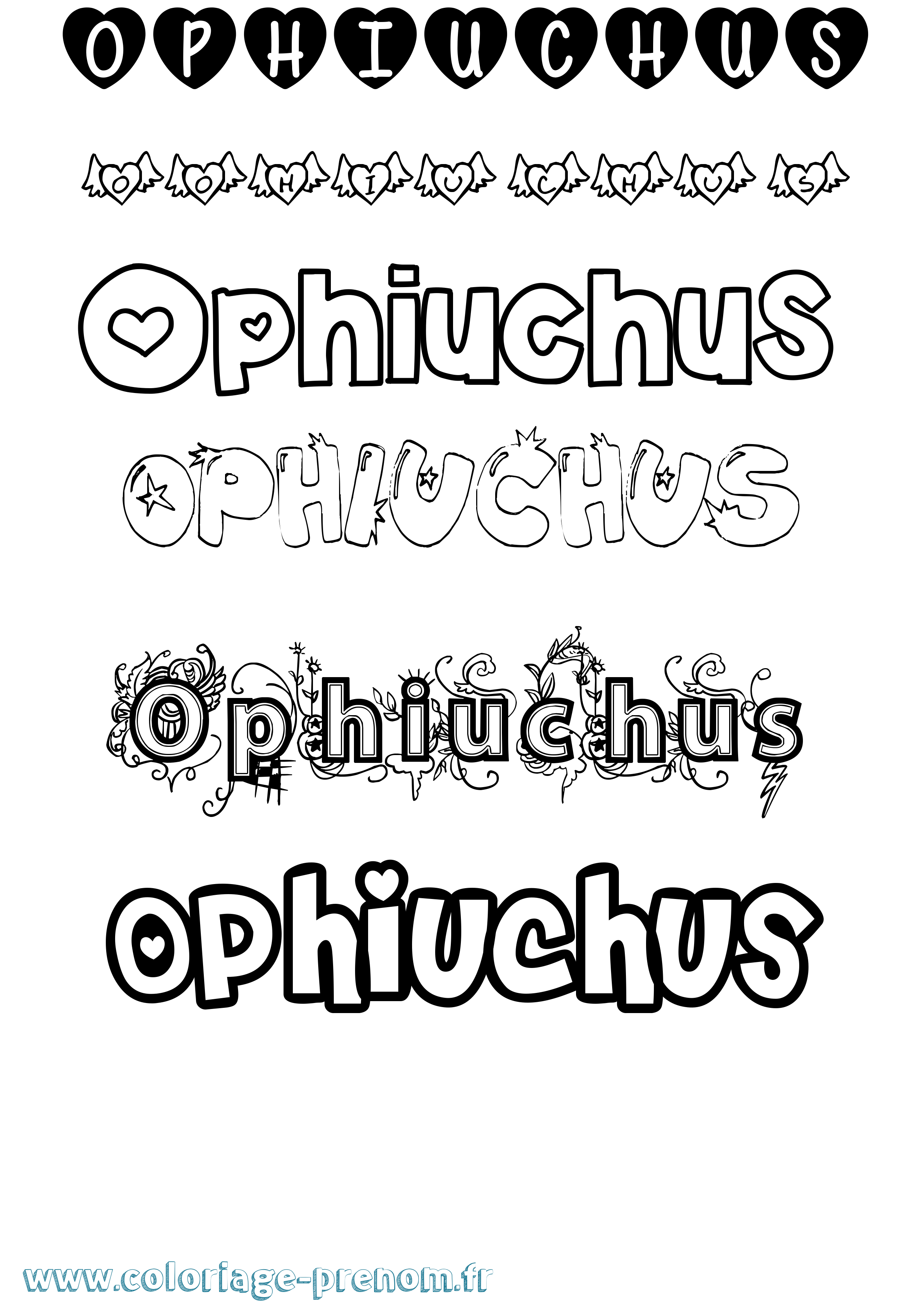 Coloriage prénom Ophiuchus Girly