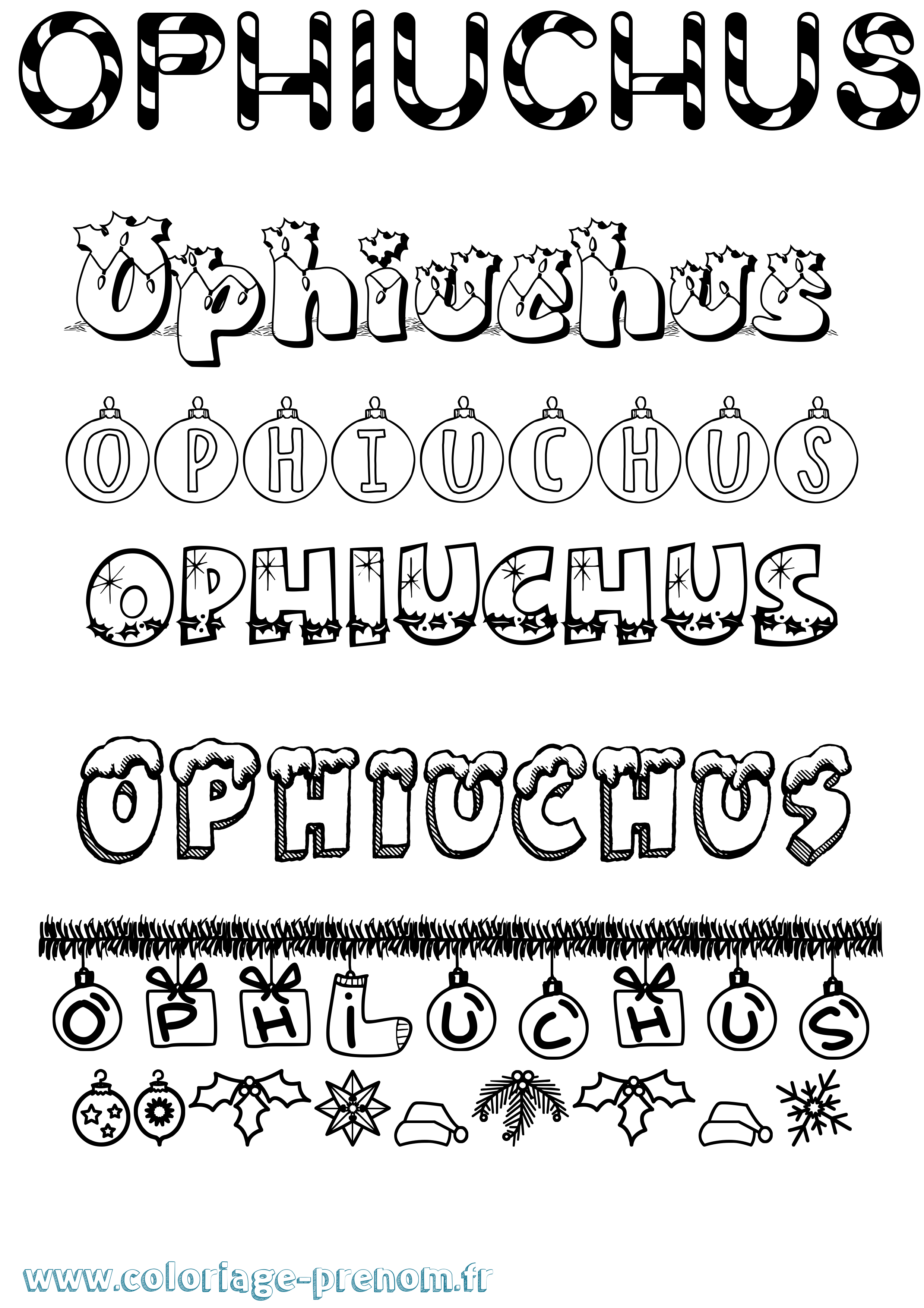 Coloriage prénom Ophiuchus Noël