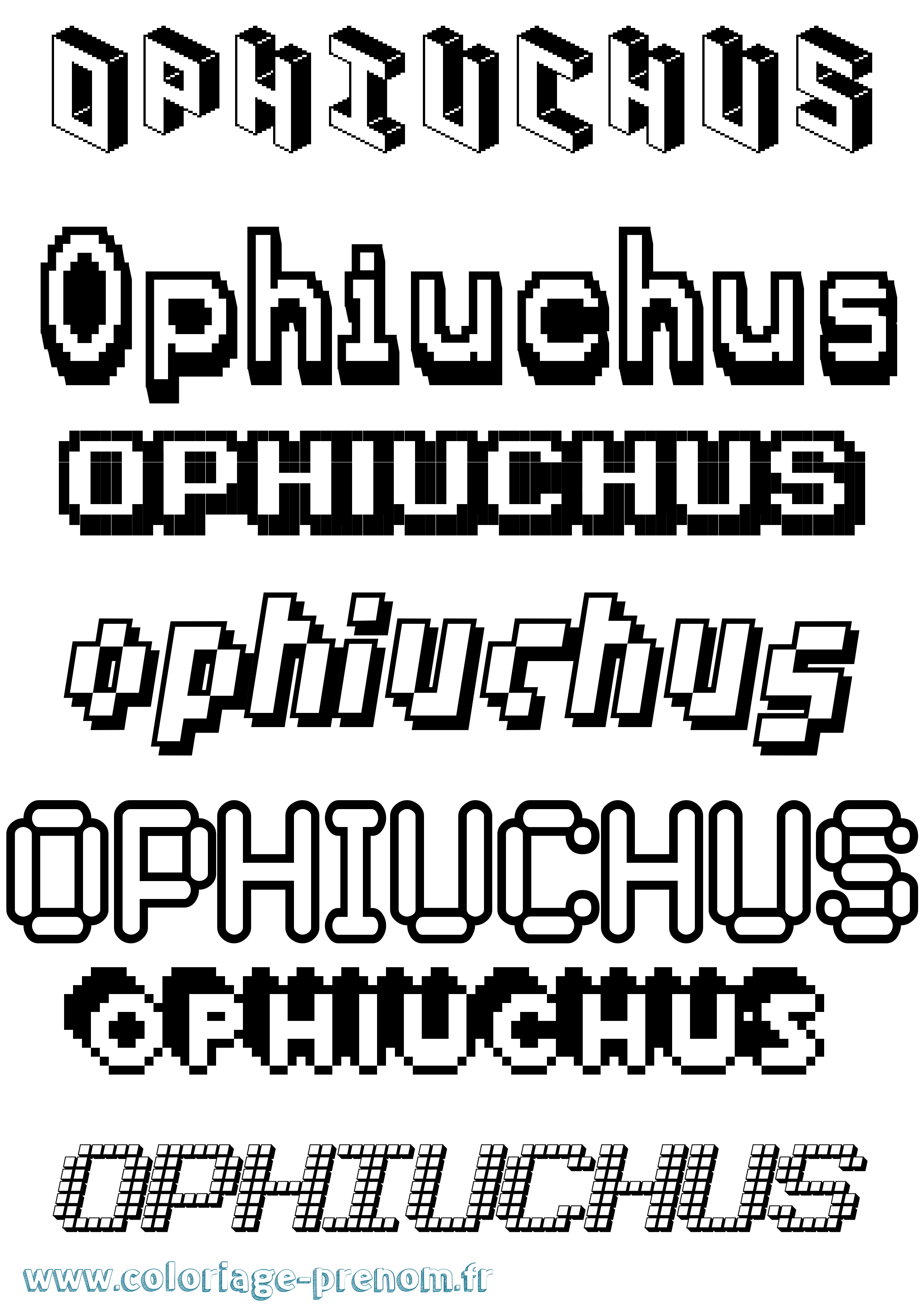 Coloriage prénom Ophiuchus Pixel