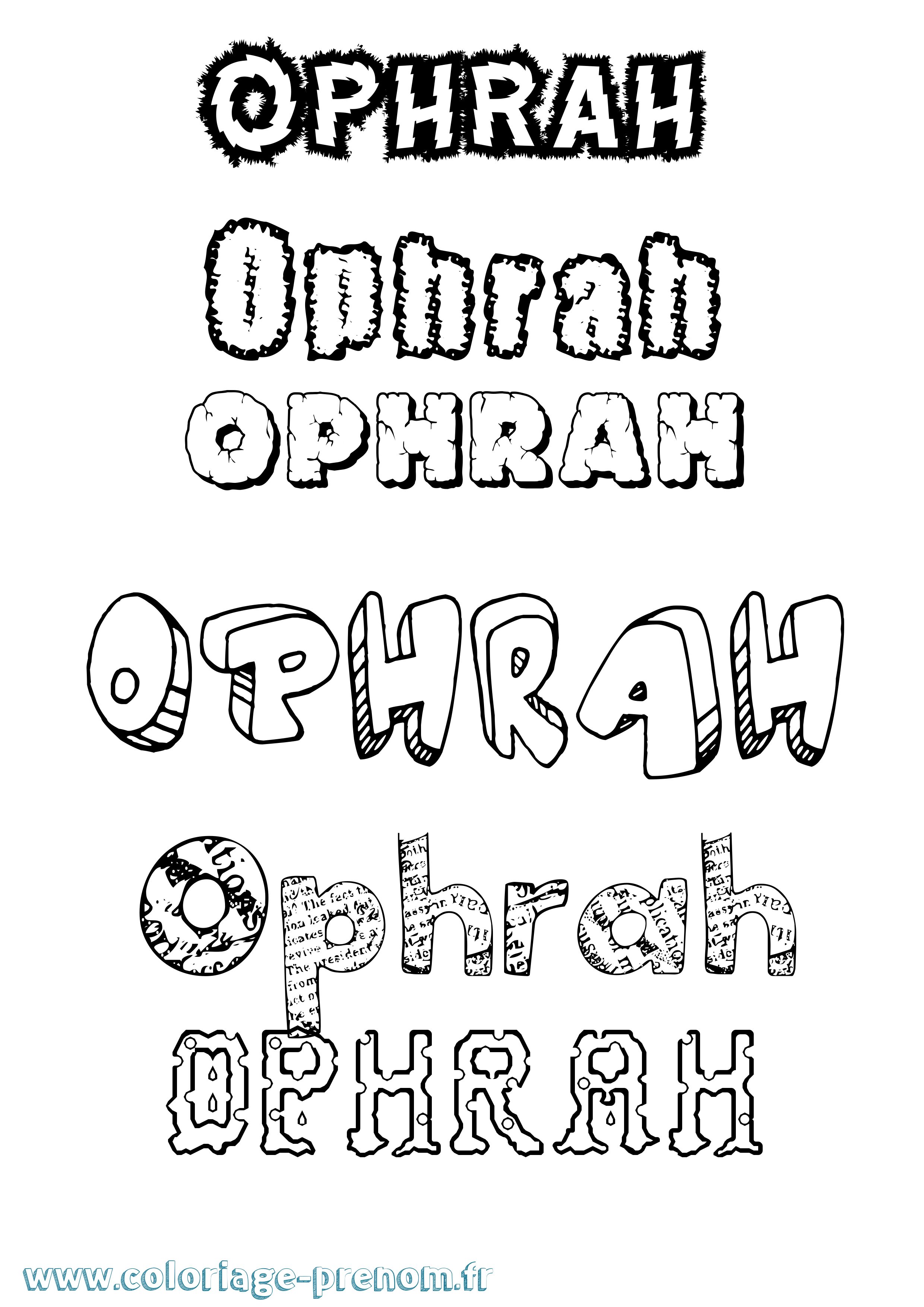 Coloriage Ophrah Destructuré Coloriage prénom Ophrah Destructuré