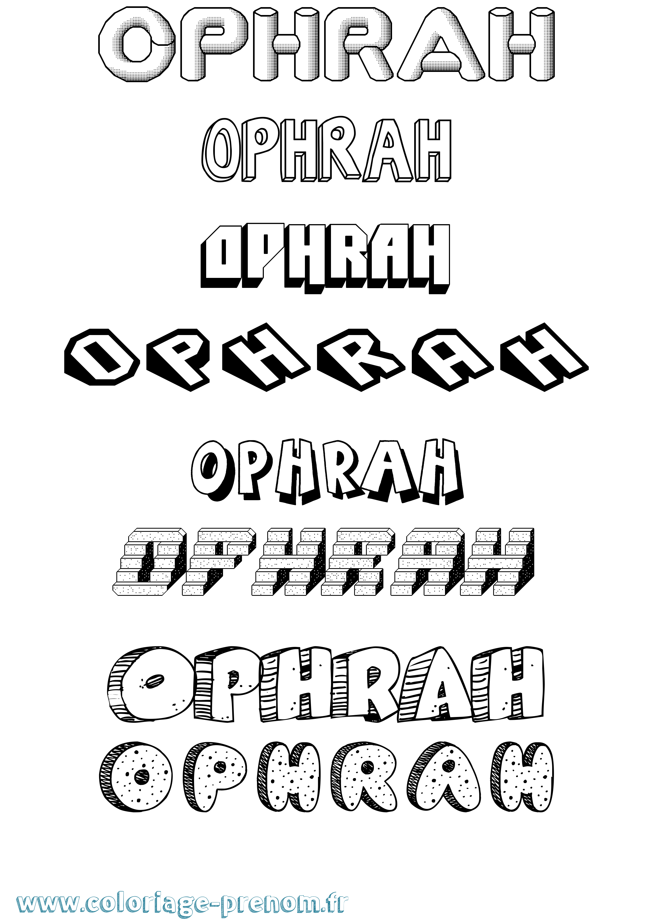 Coloriage Ophrah Effet 3D Coloriage prénom Ophrah Effet 3D