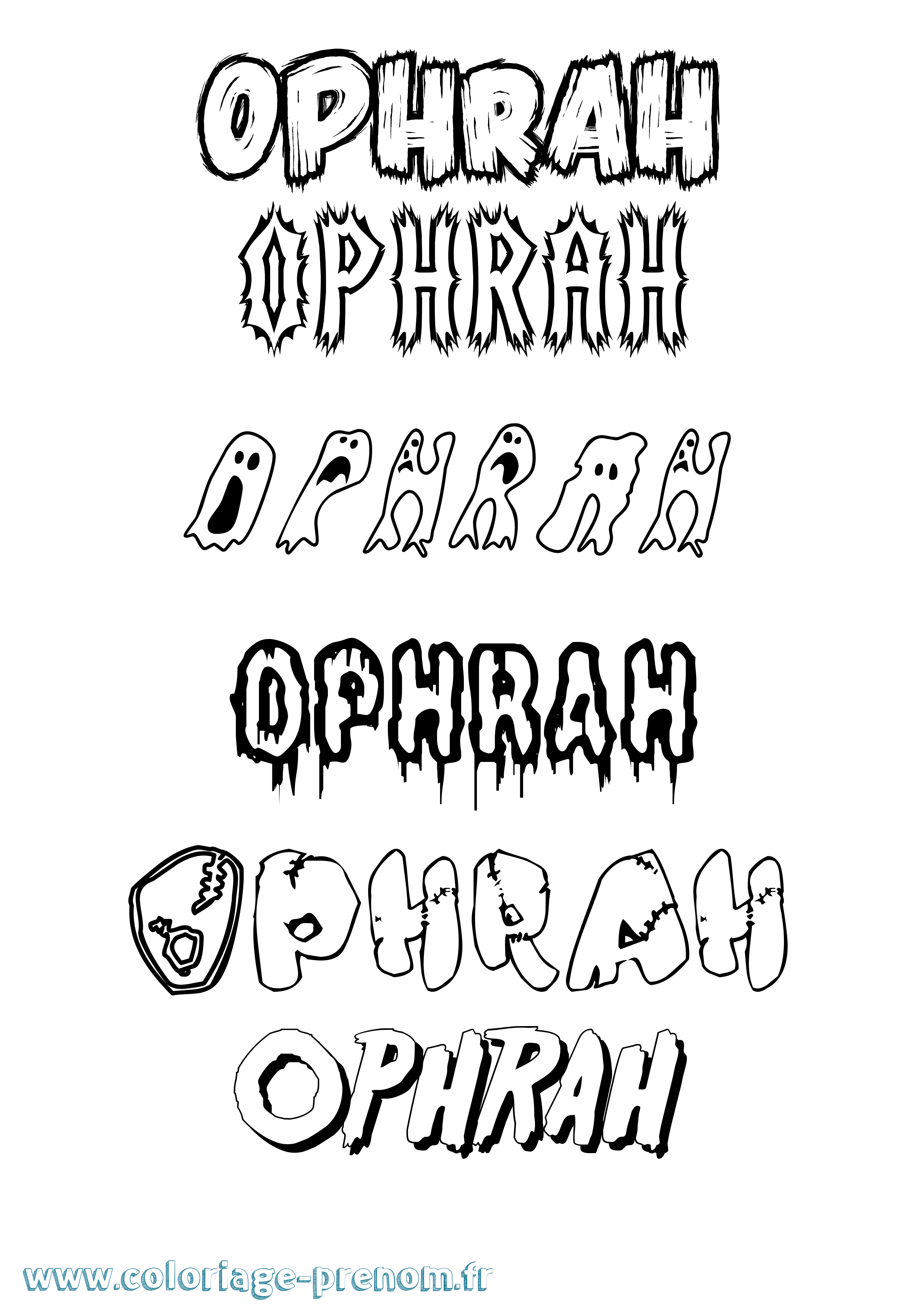 Coloriage prénom Ophrah Frisson