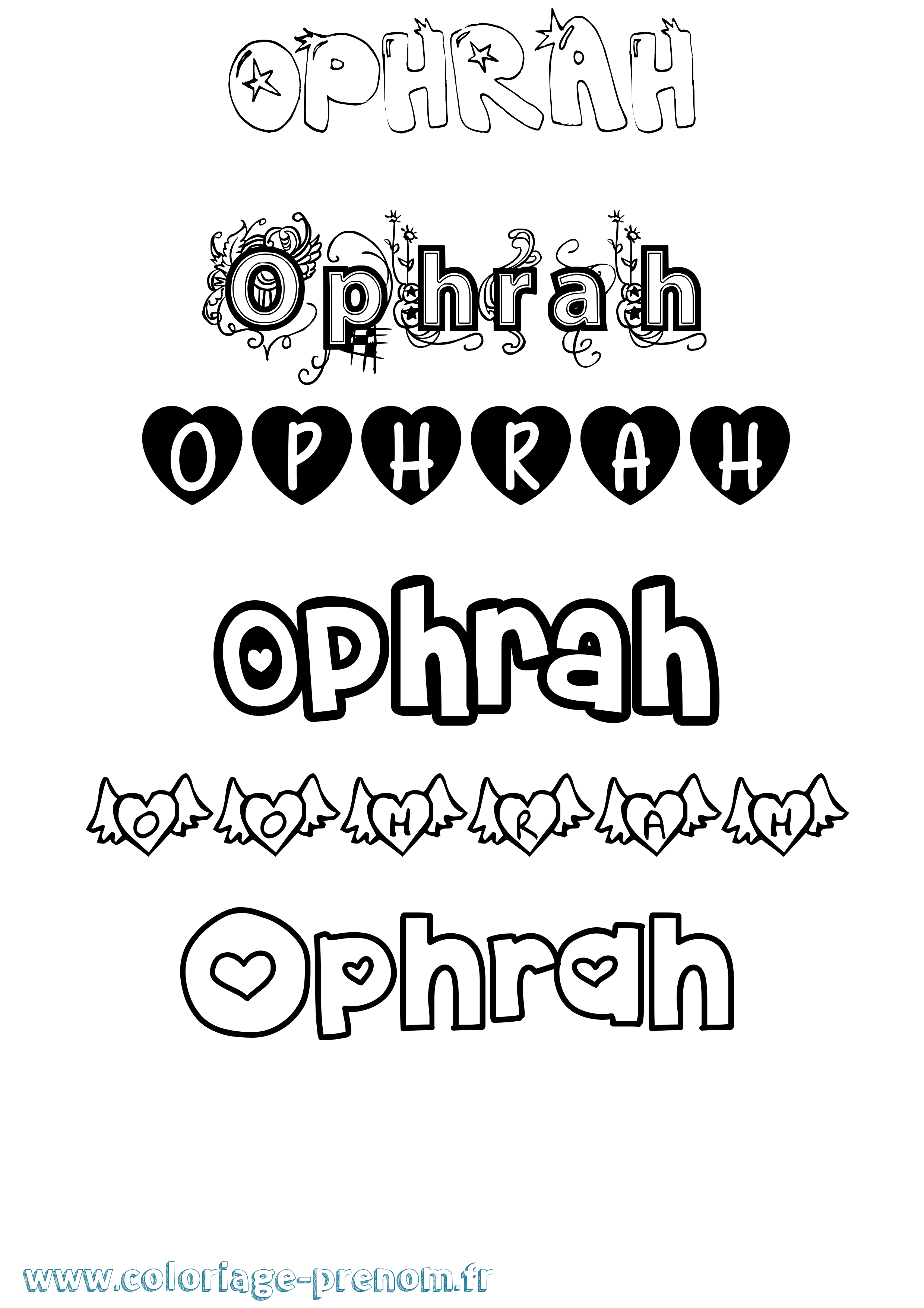 Coloriage Ophrah Girly Coloriage prénom Ophrah Girly