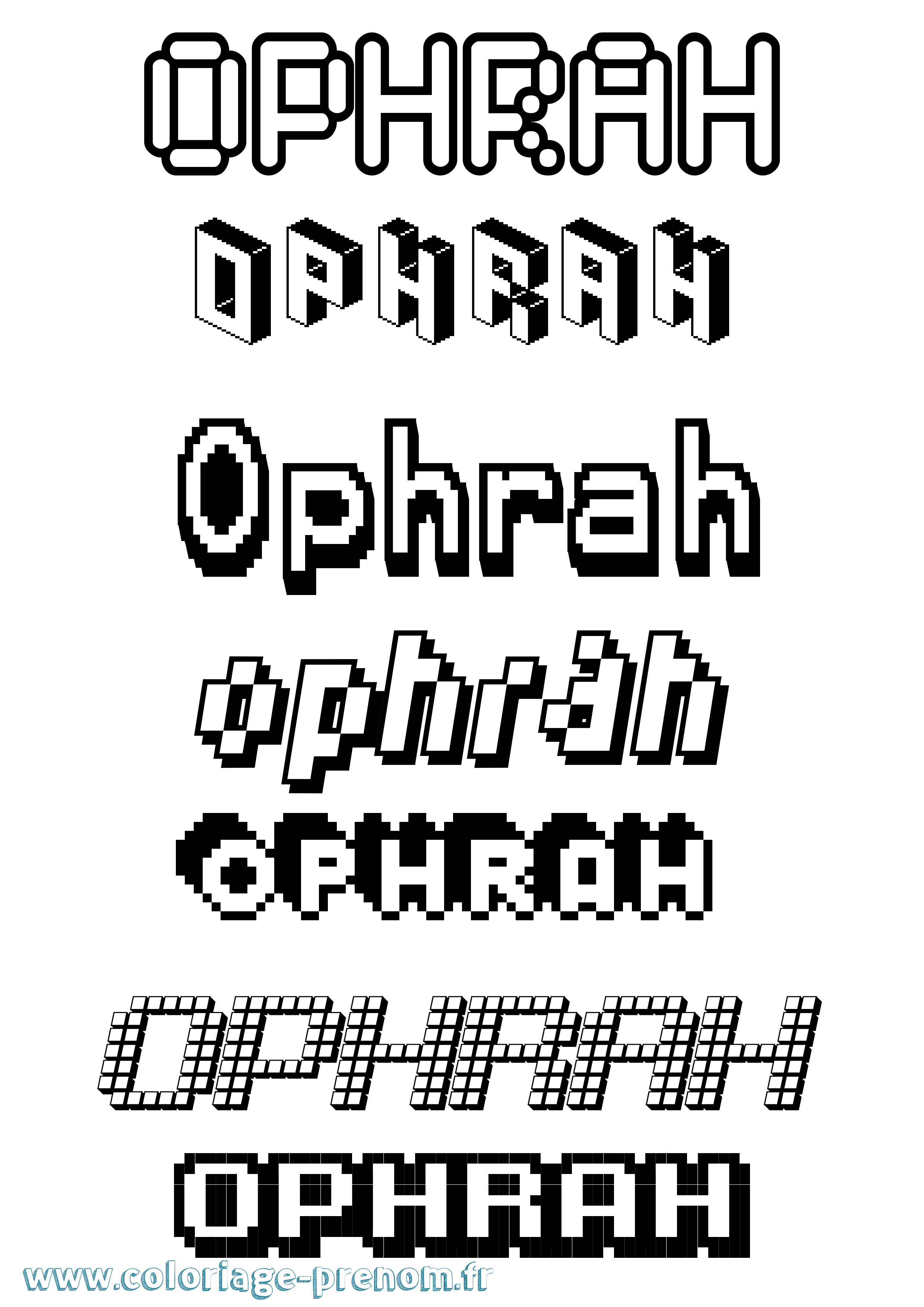 Coloriage prénom Ophrah Pixel