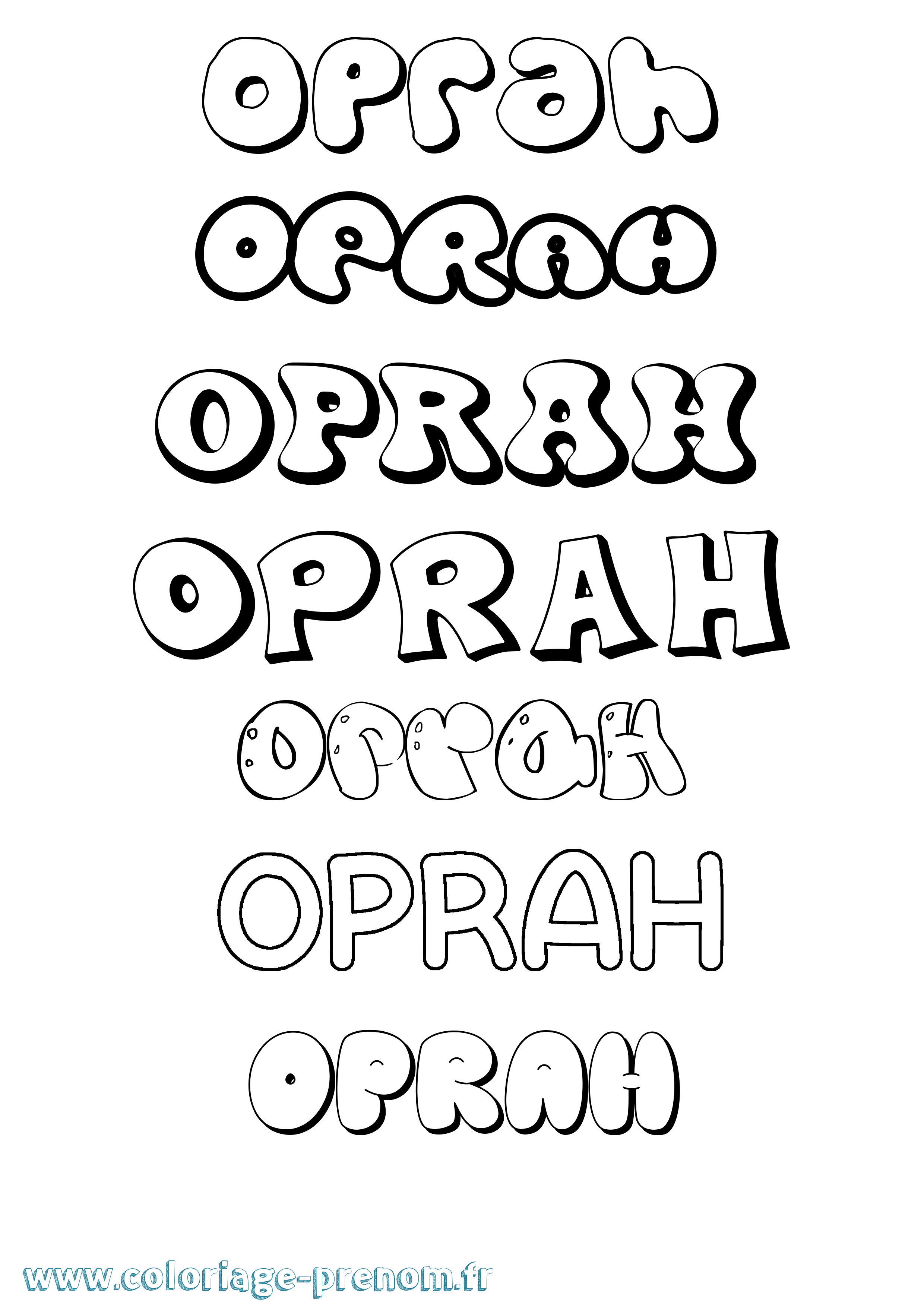 Coloriage prénom Oprah Bubble