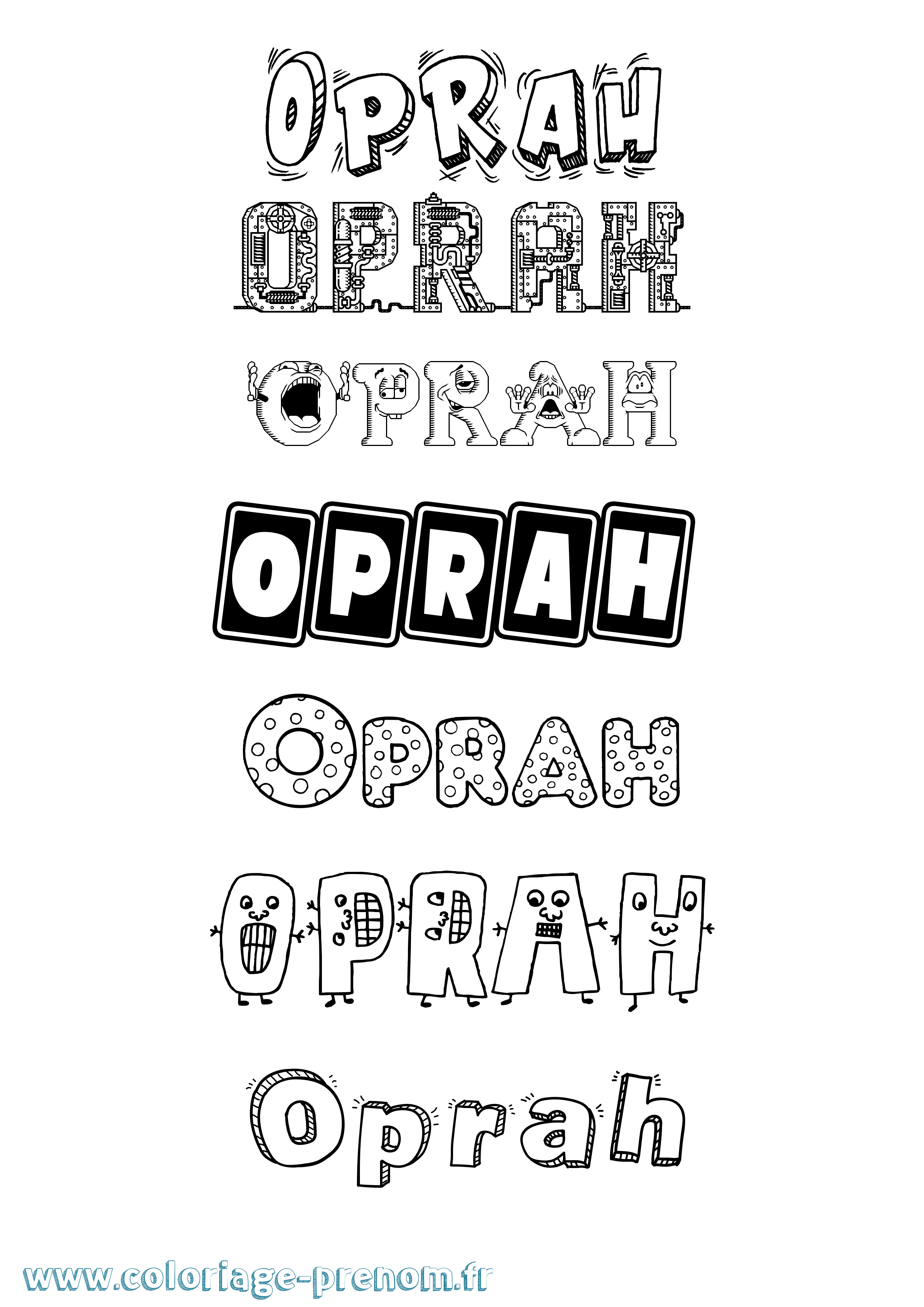 Coloriage prénom Oprah Fun