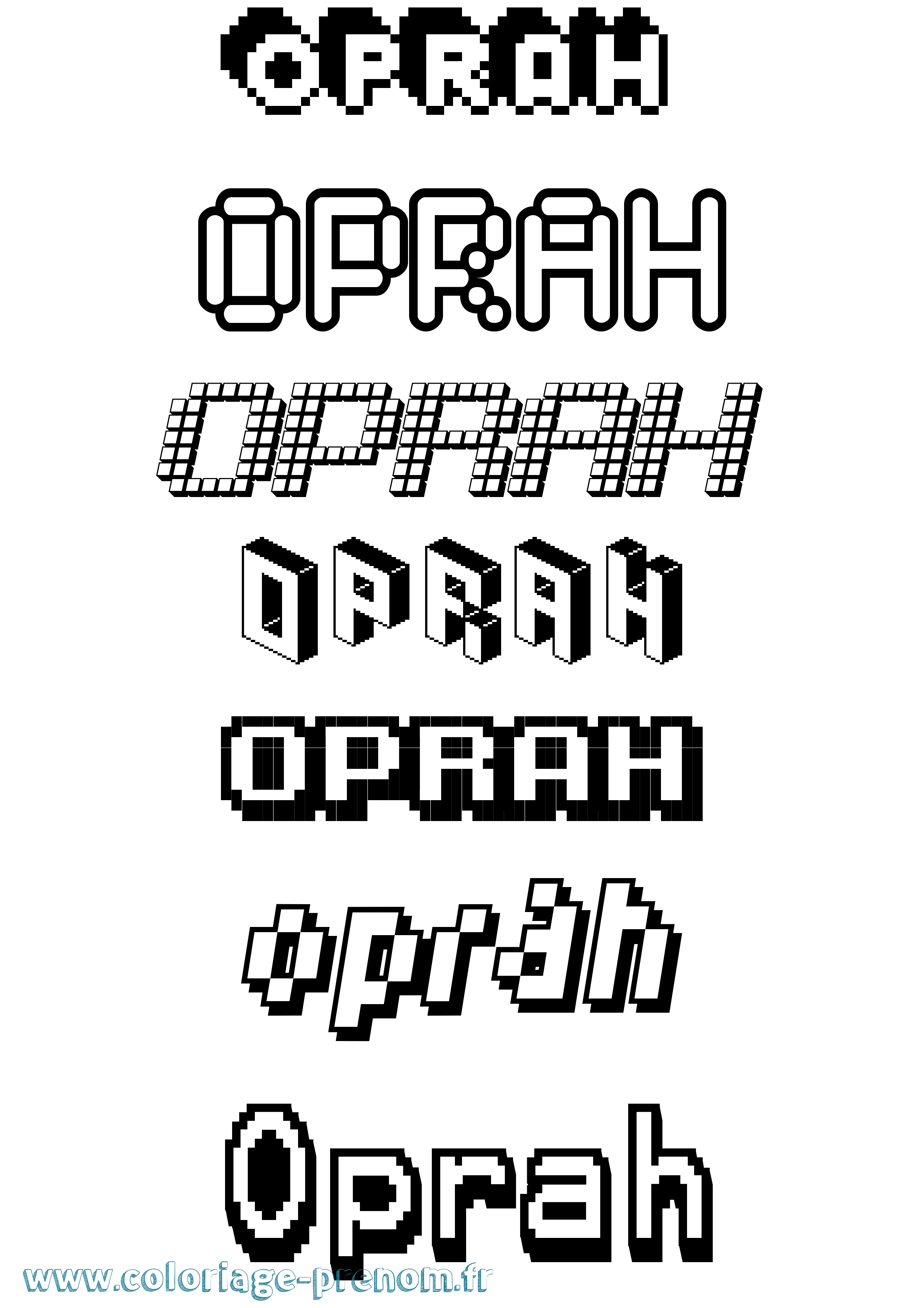 Coloriage prénom Oprah Pixel