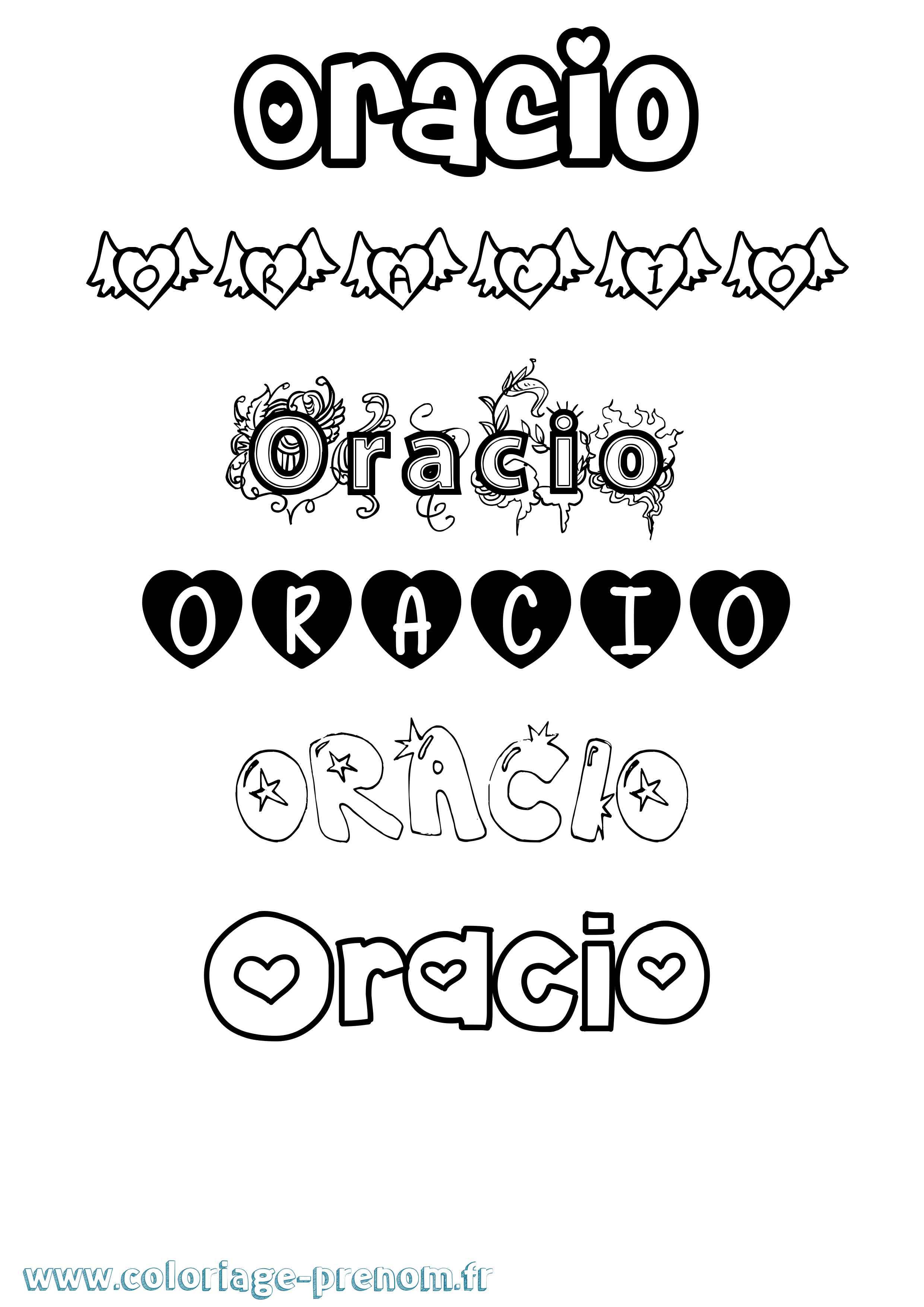 Coloriage prénom Oracio Girly