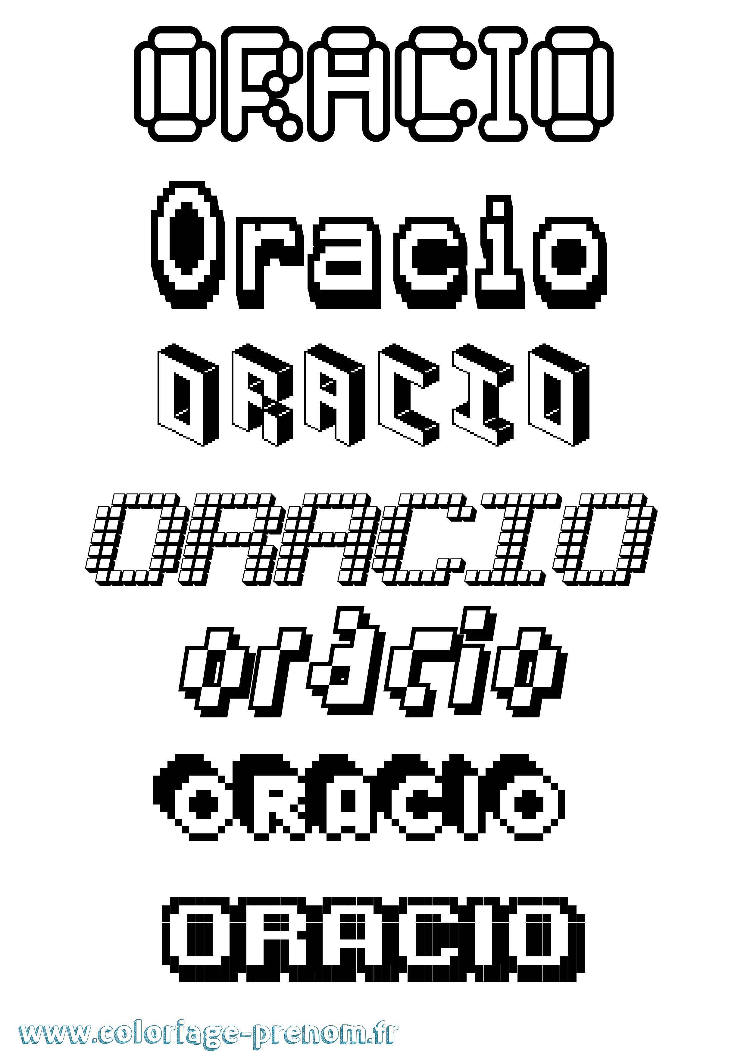 Coloriage prénom Oracio Pixel