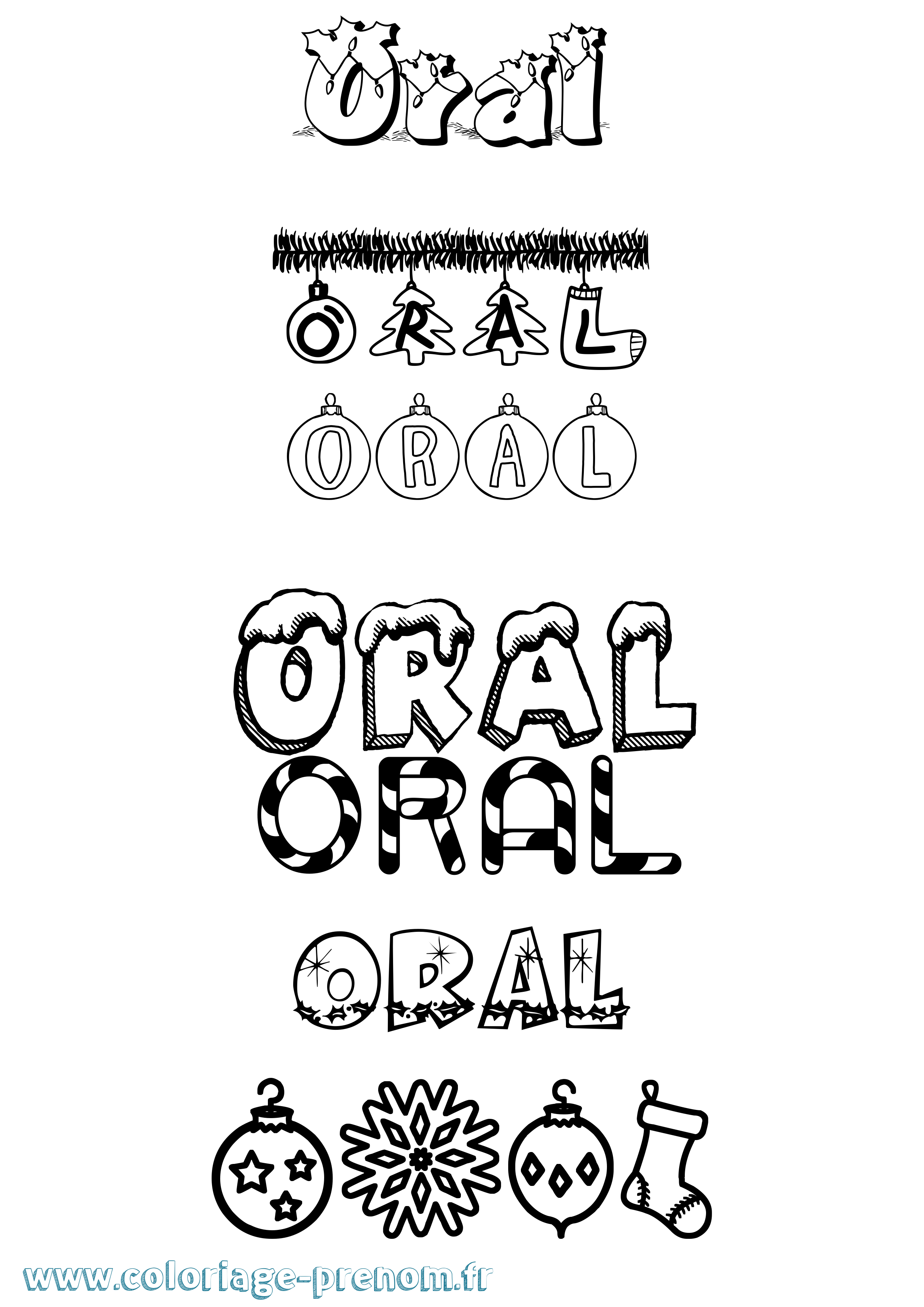 Coloriage prénom Oral Noël