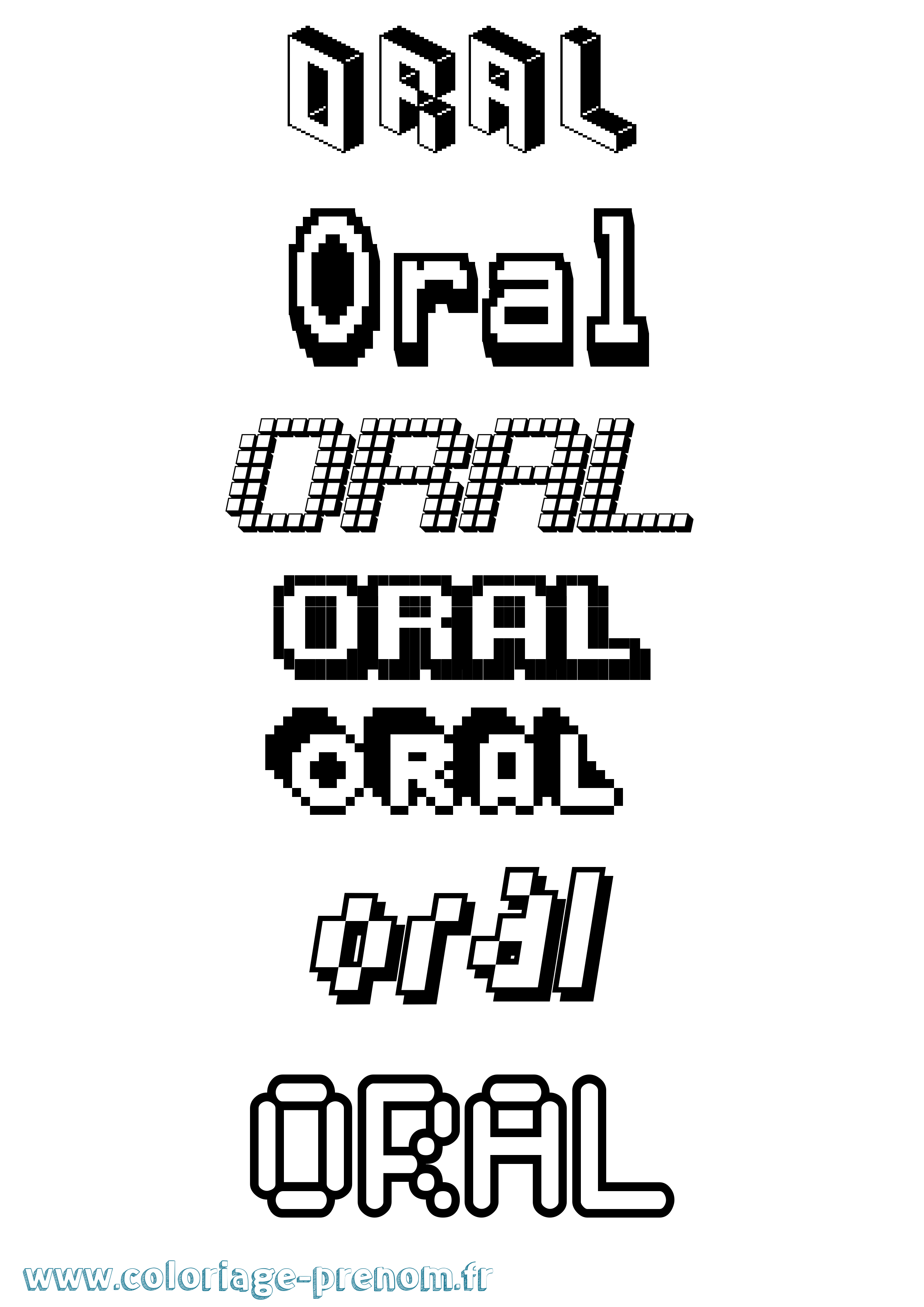 Coloriage prénom Oral Pixel
