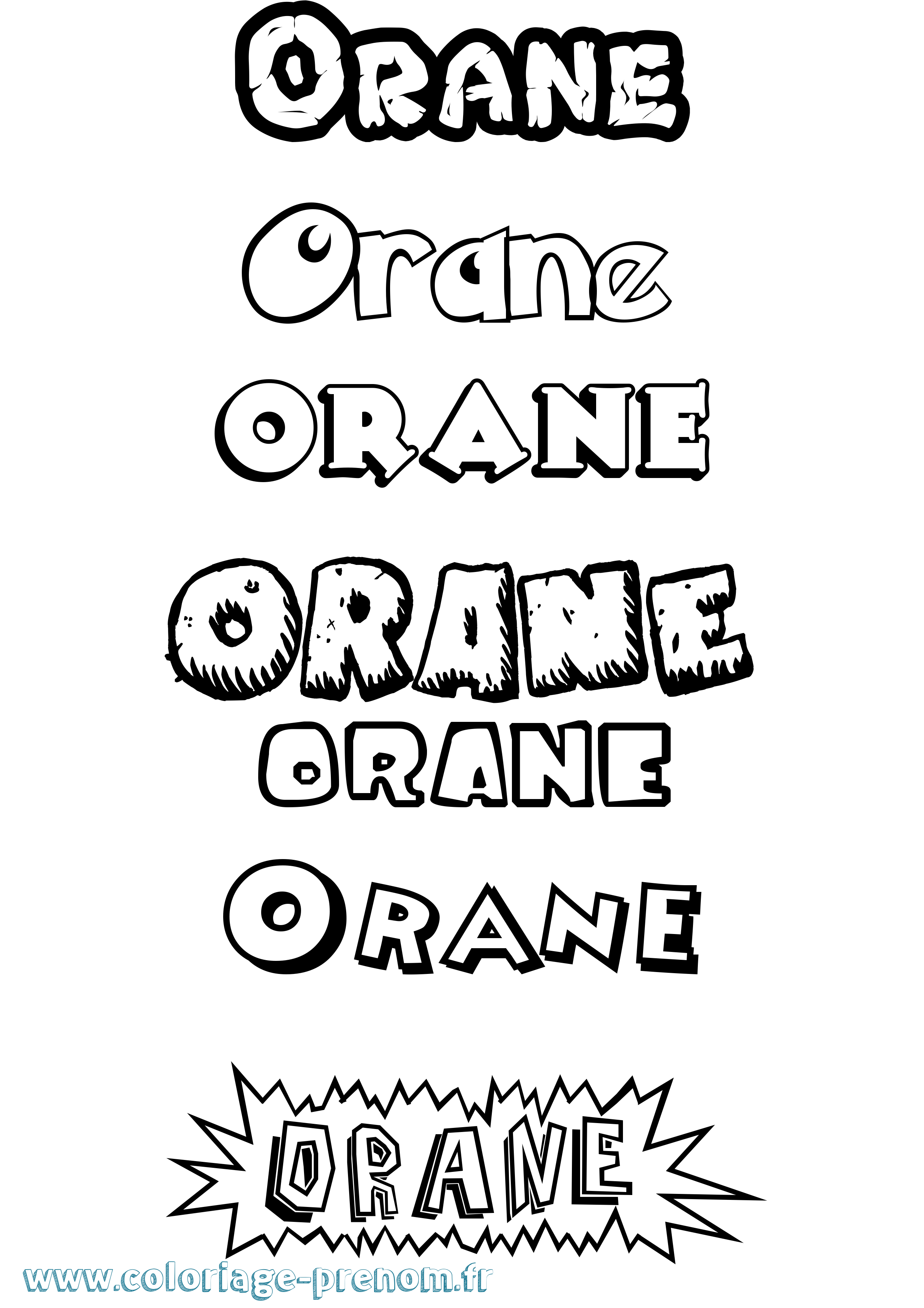 Coloriage Orane Dessin Animé Coloriage prénom Orane Dessin Animé