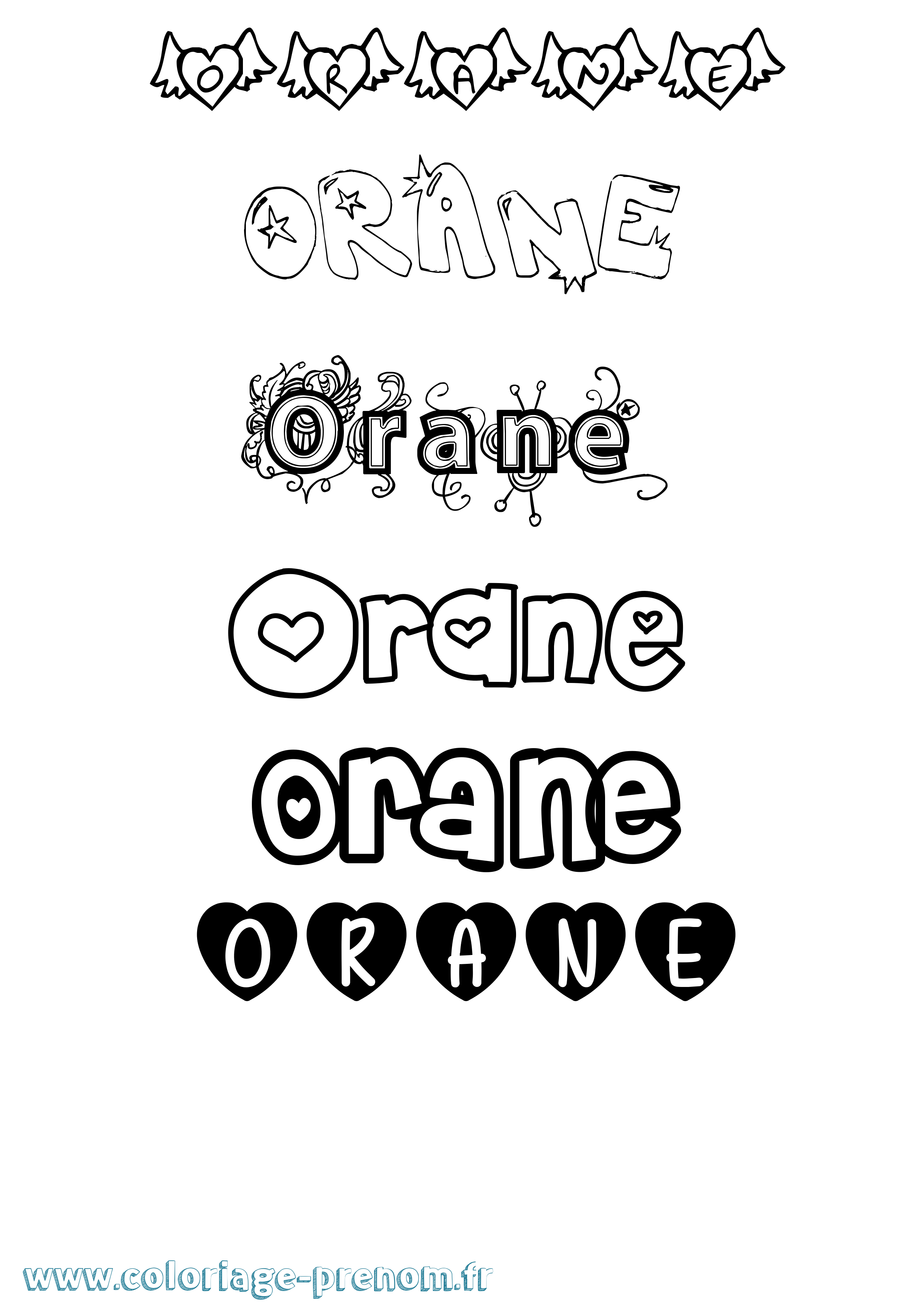 Coloriage Orane Girly Coloriage prénom Orane Girly