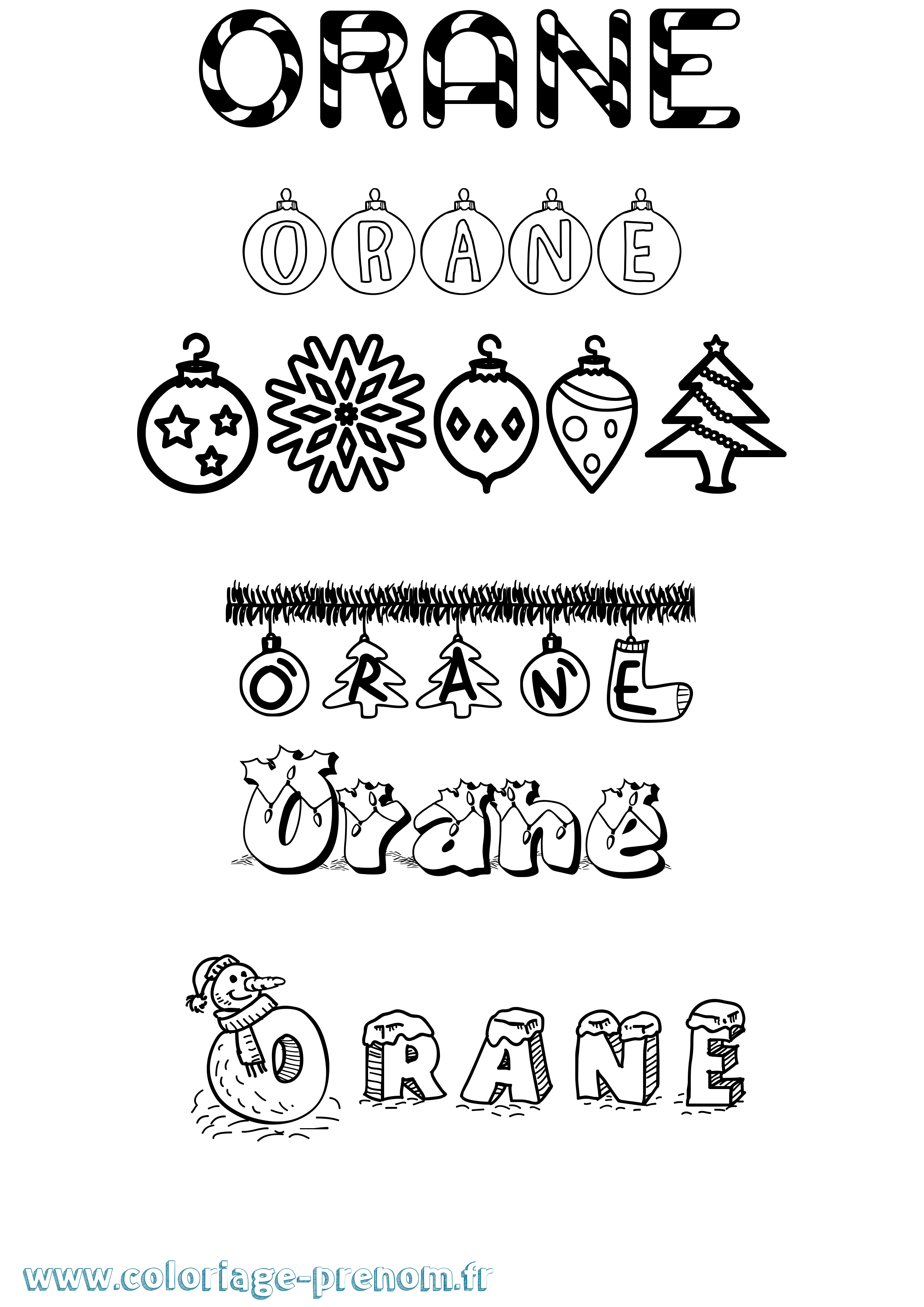 Coloriage Orane Noël Coloriage prénom Orane Noël