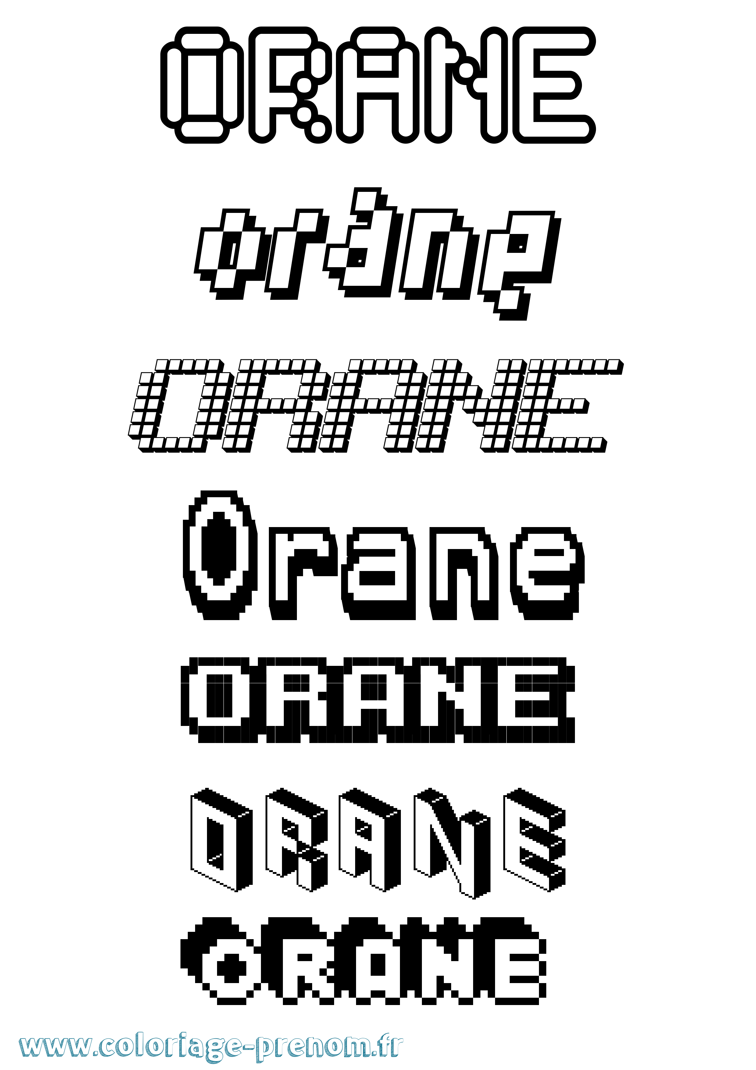 Coloriage Orane Pixel Coloriage prénom Orane Pixel