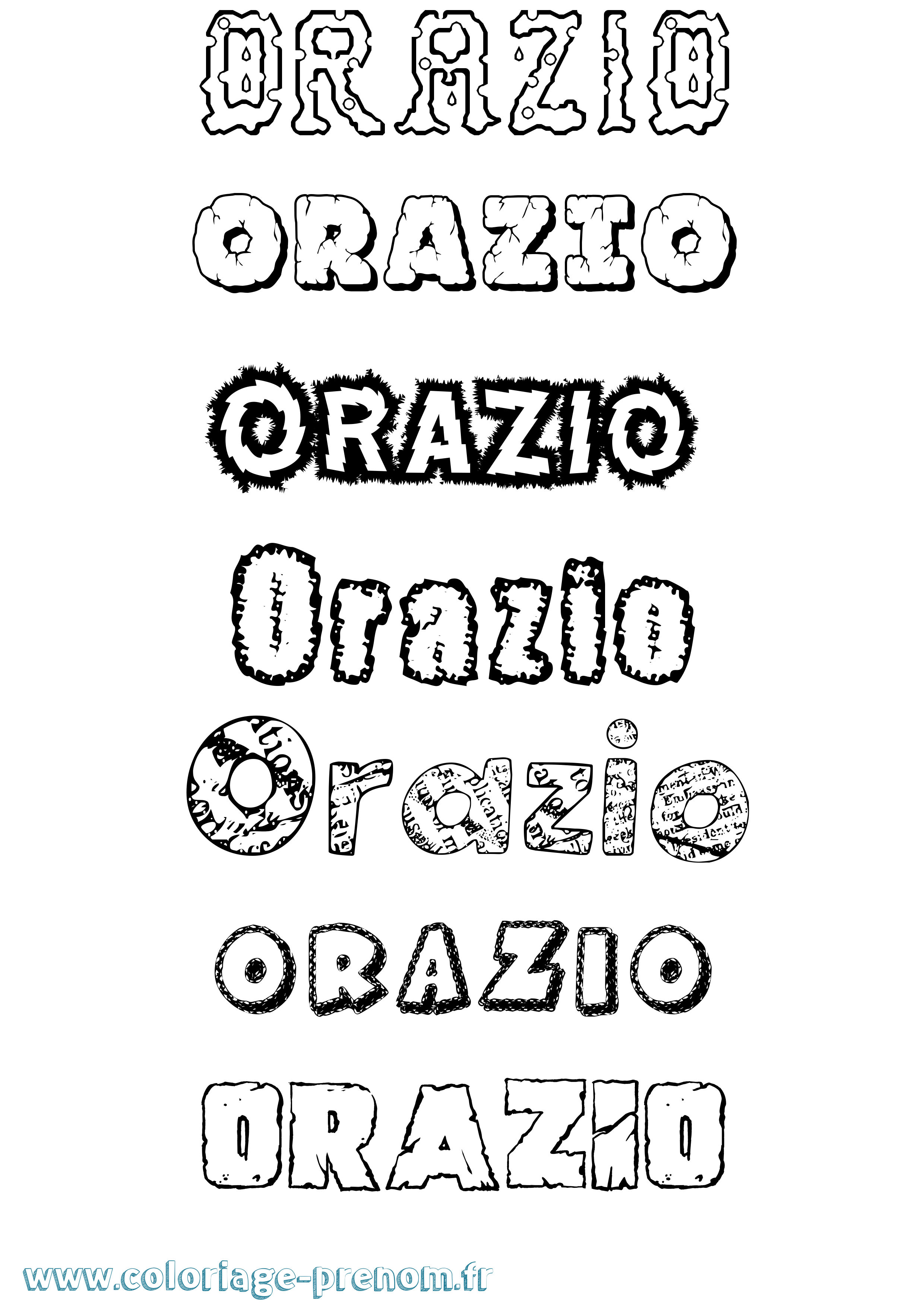 Coloriage prénom Orazio Destructuré