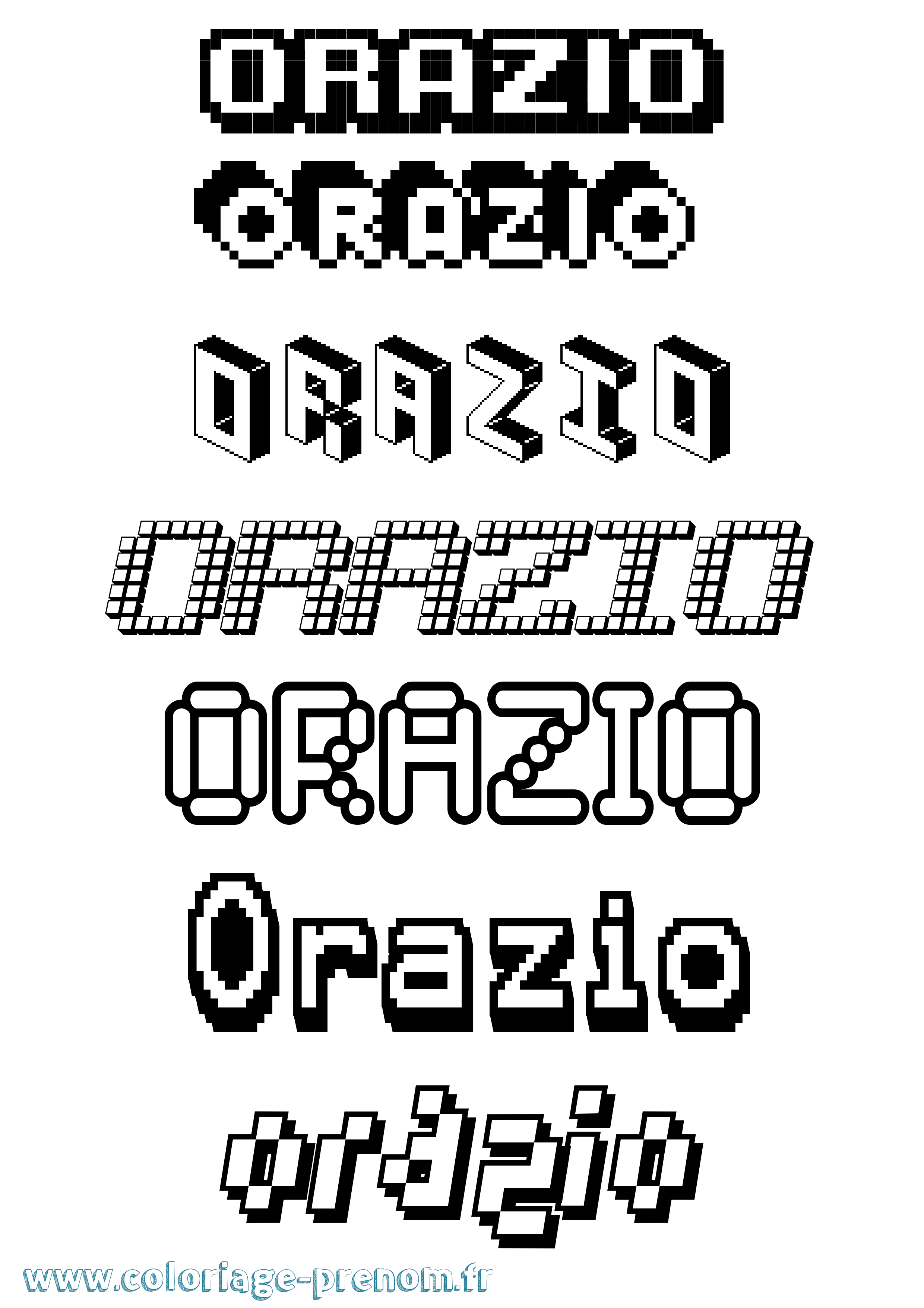 Coloriage prénom Orazio Pixel