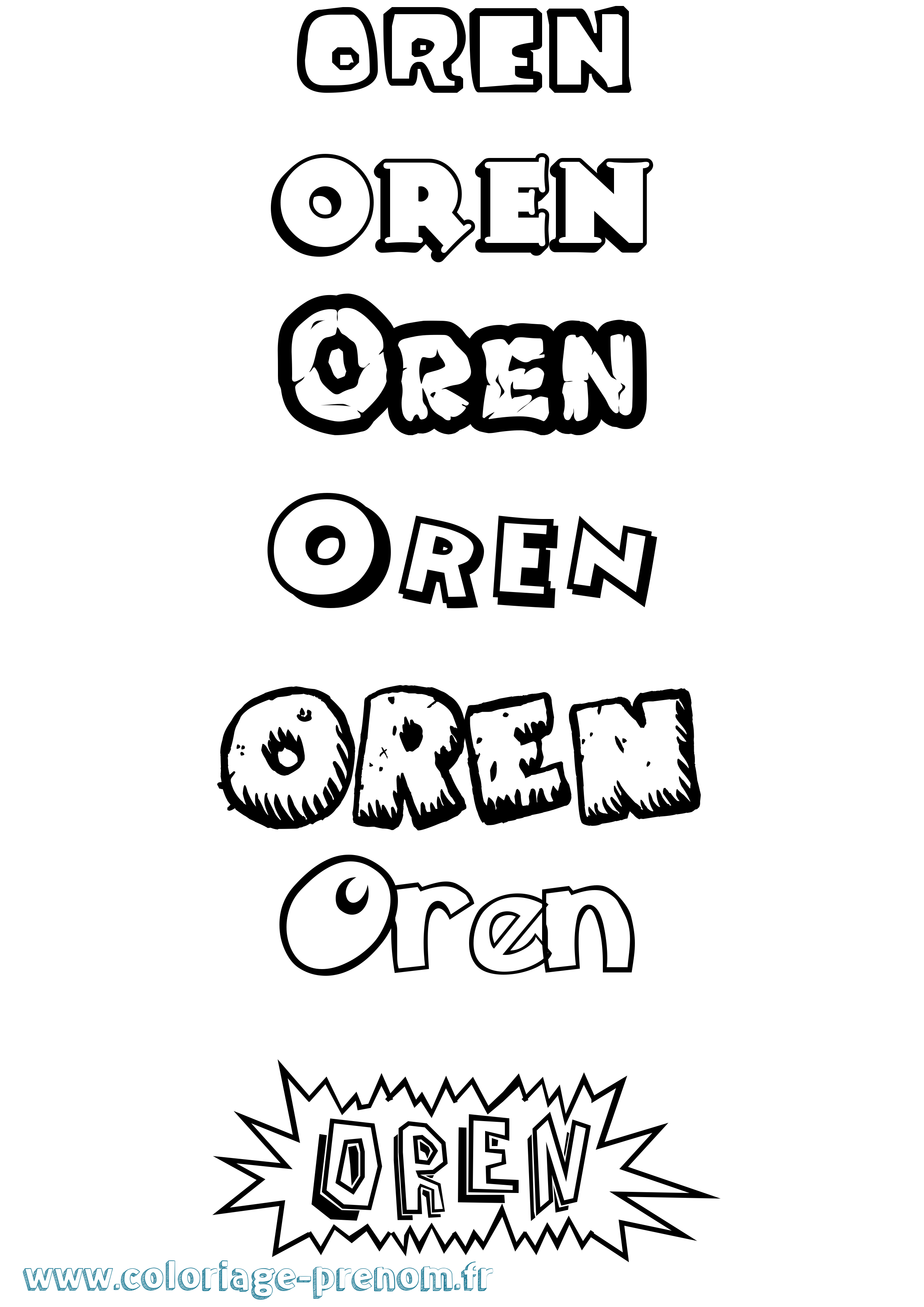 Coloriage prénom Oren