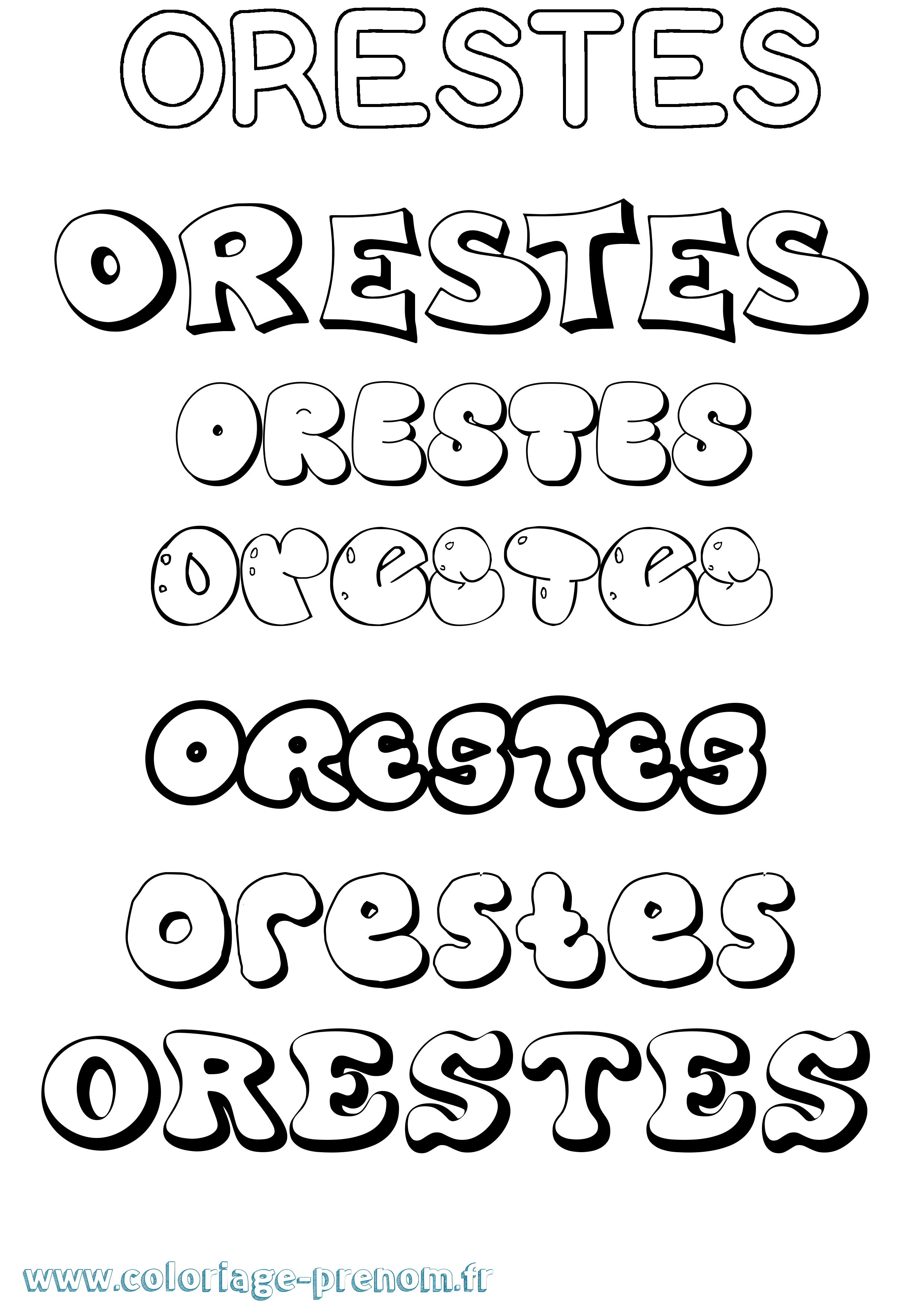 Coloriage prénom Orestes Bubble