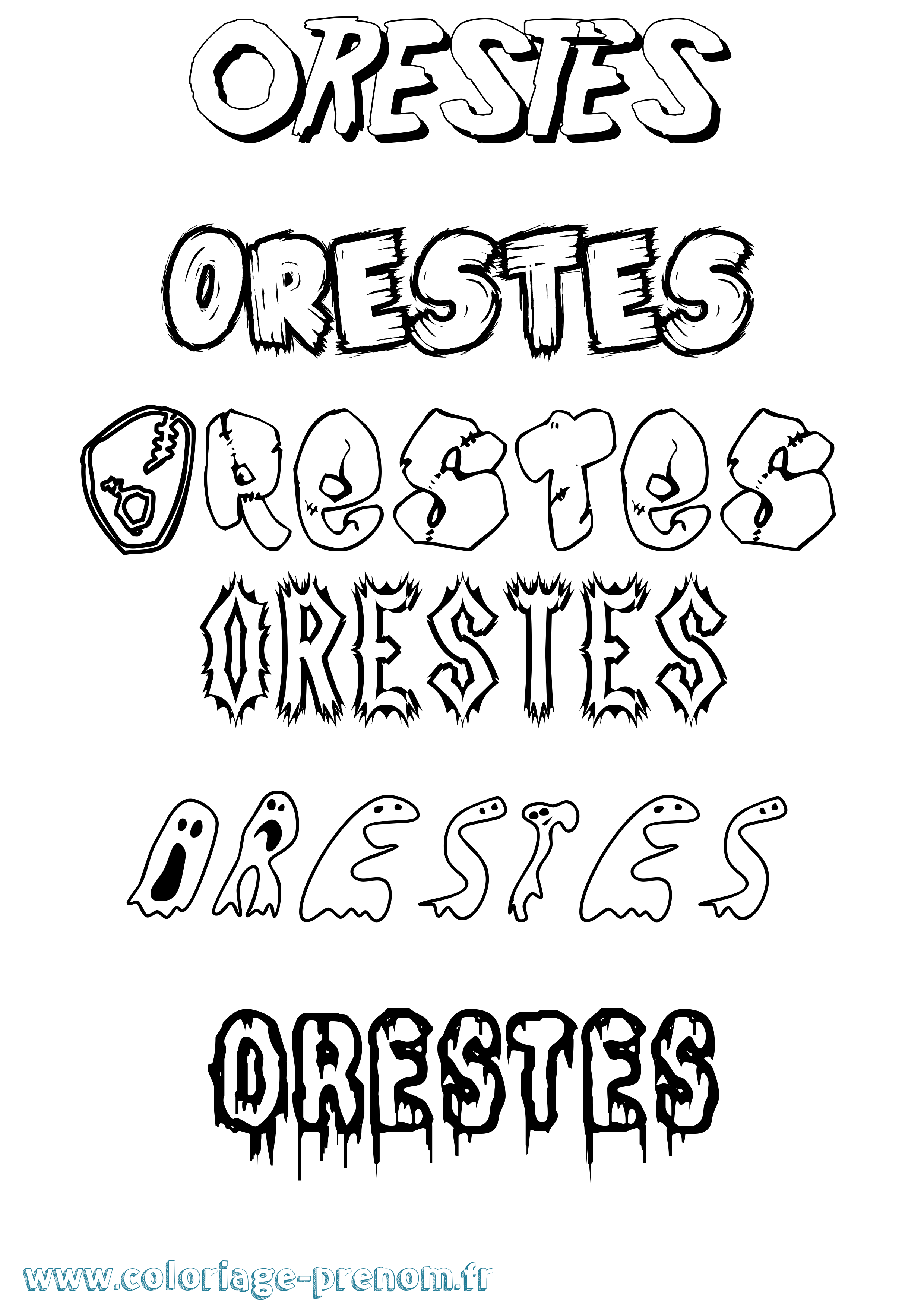 Coloriage prénom Orestes Frisson