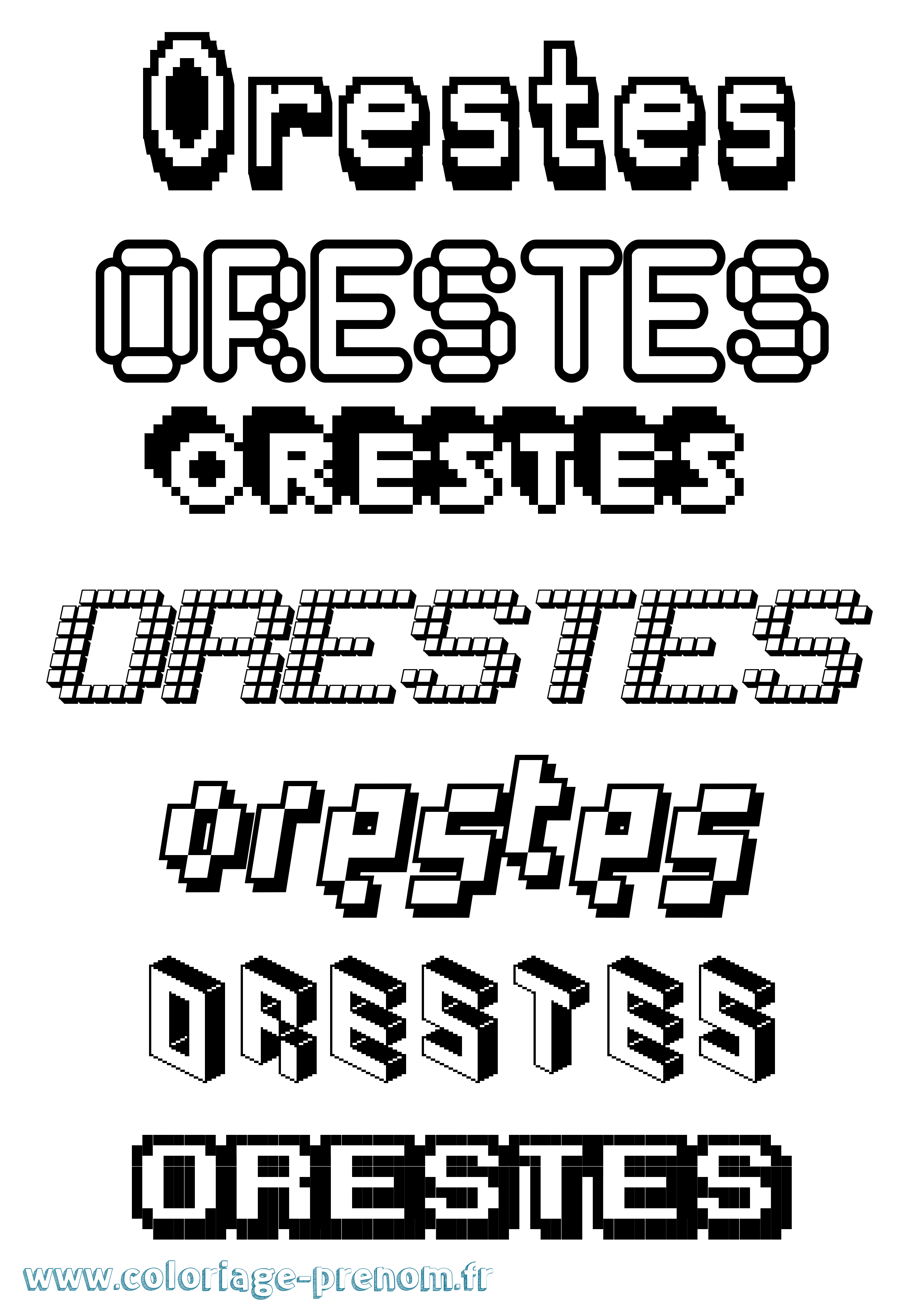 Coloriage prénom Orestes Pixel