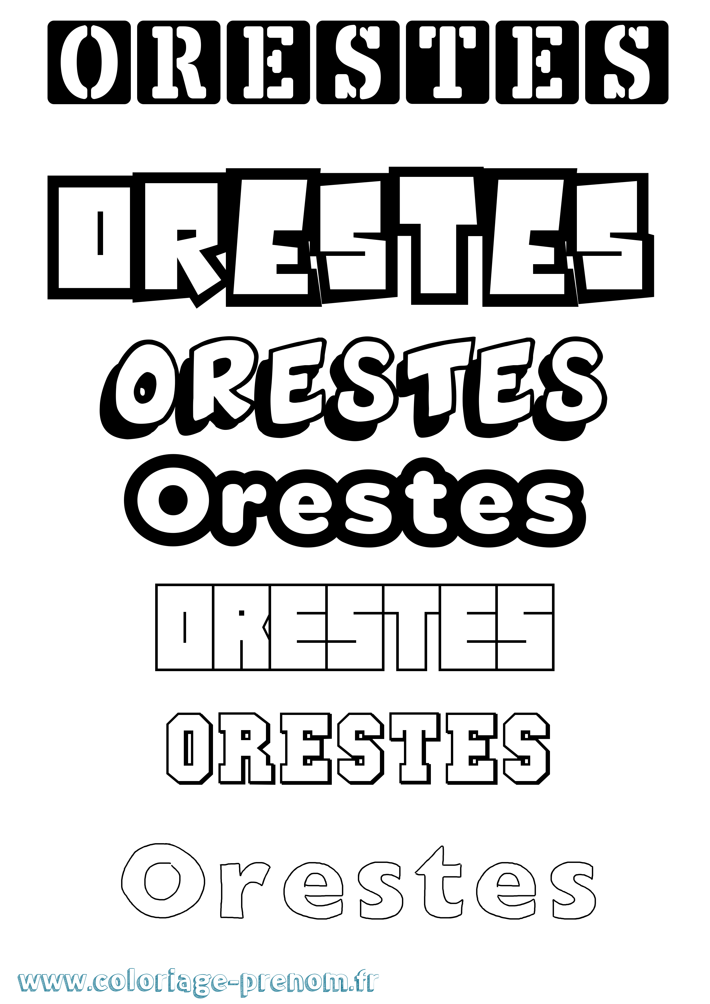 Coloriage prénom Orestes Simple