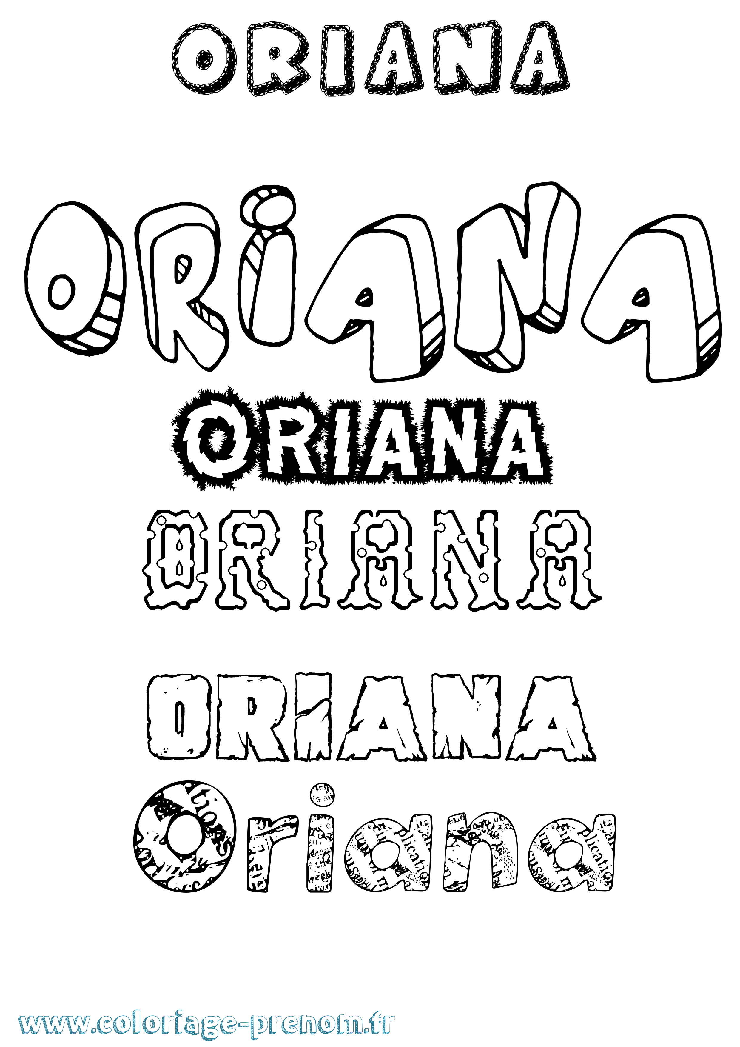 Coloriage prénom Oriana Destructuré