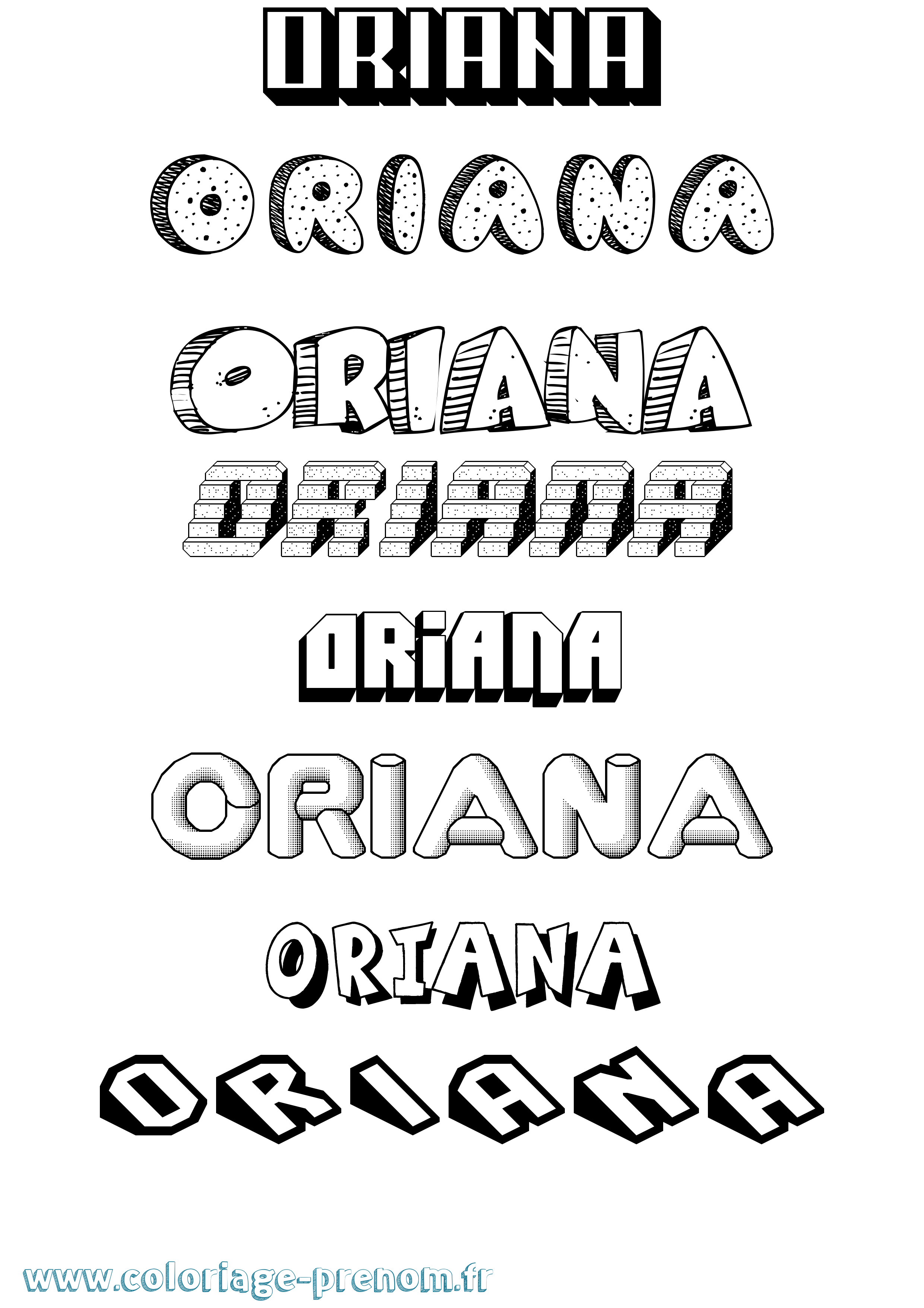 Coloriage prénom Oriana Effet 3D