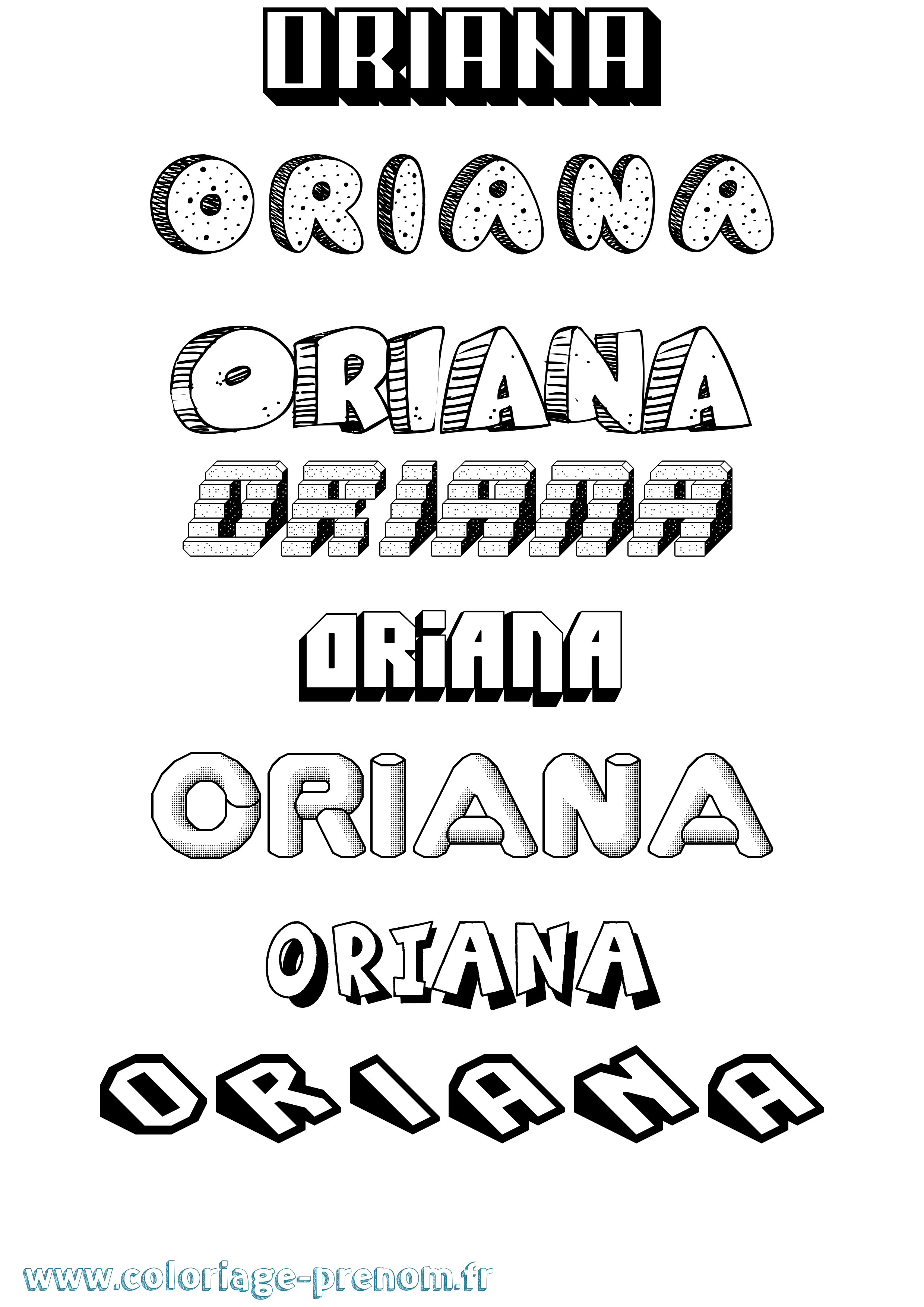Coloriage Oriana Effet 3D Coloriage prénom Oriana Effet 3D