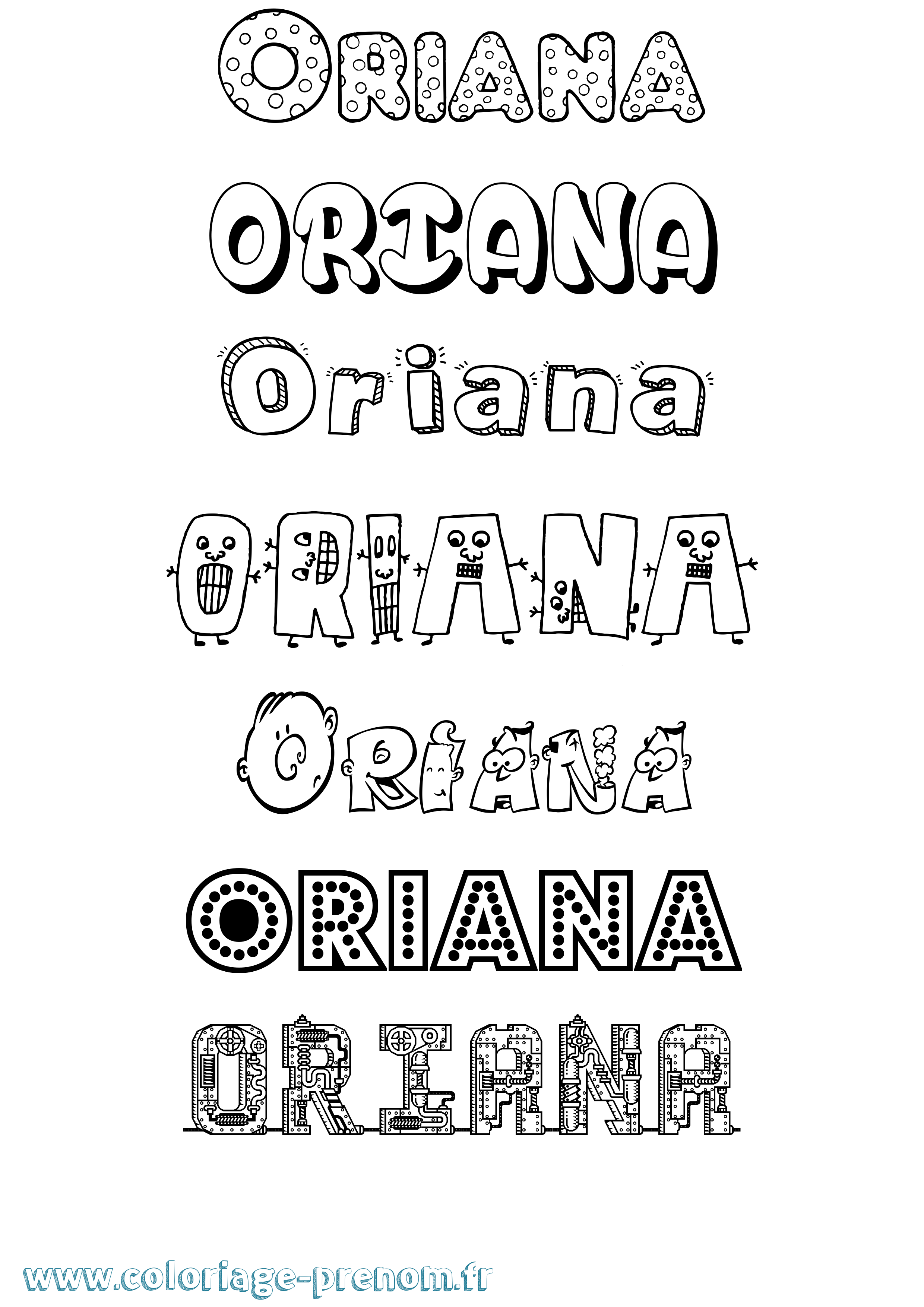 Coloriage prénom Oriana Fun