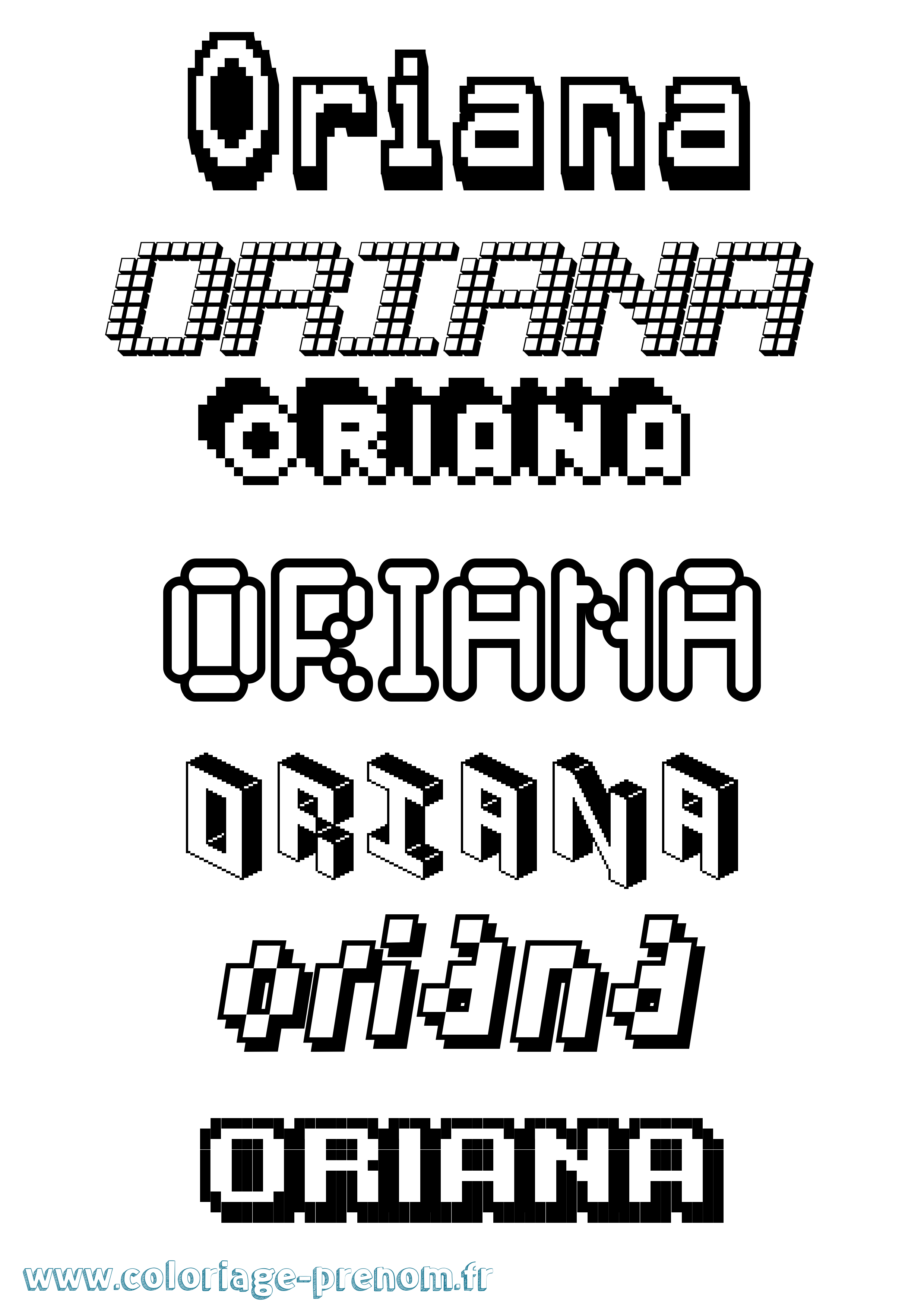 Coloriage prénom Oriana Pixel