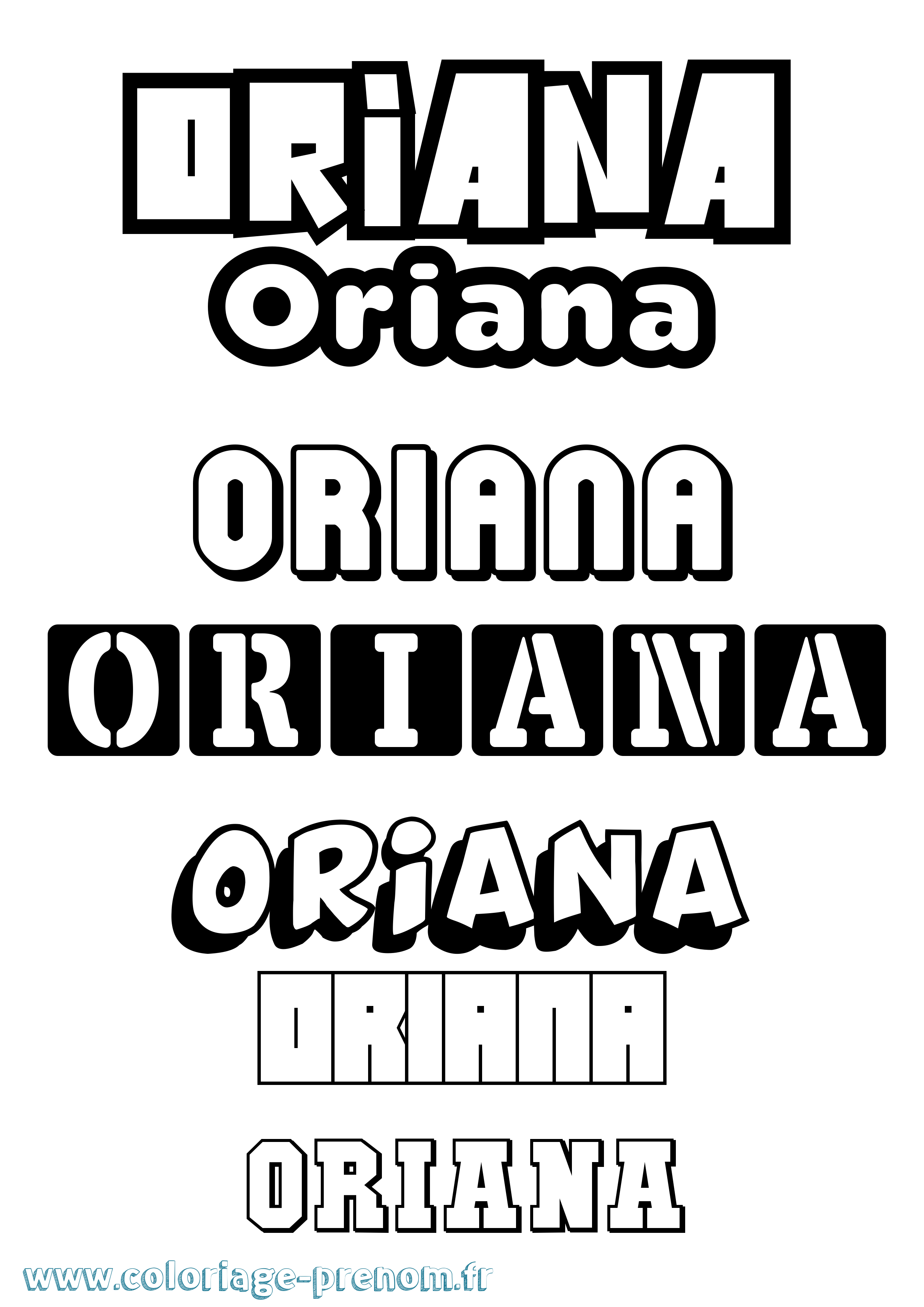 Coloriage prénom Oriana Simple