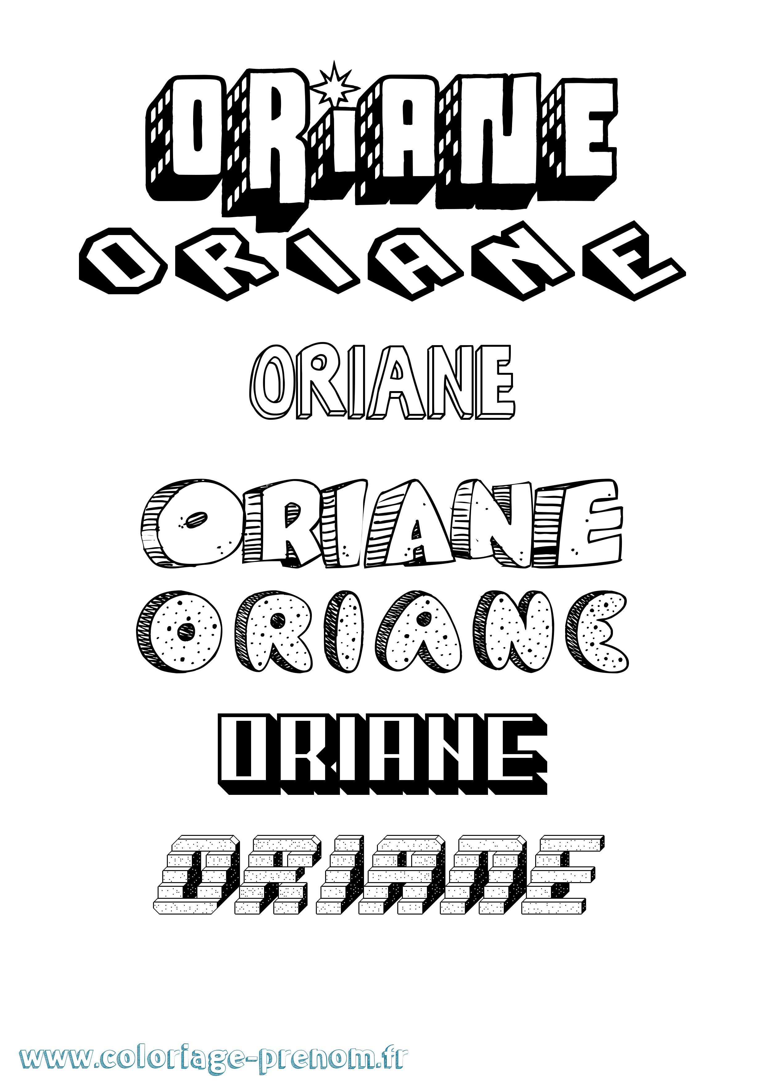 Coloriage Oriane Coloriage prénom Oriane