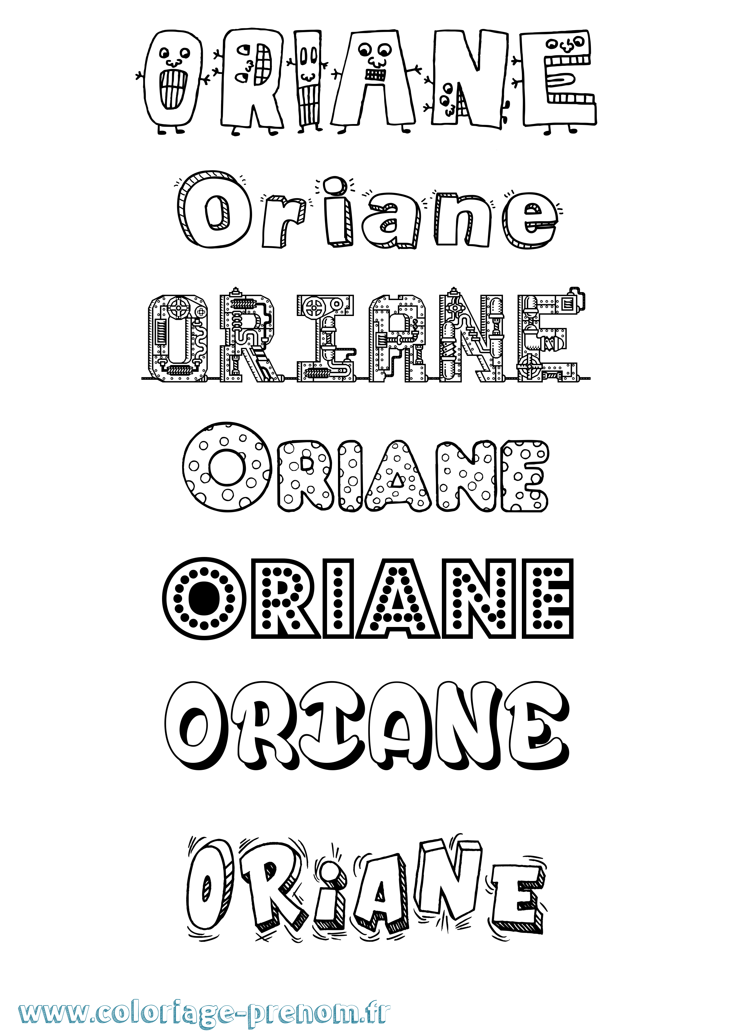 Coloriage Oriane Coloriage prénom Oriane