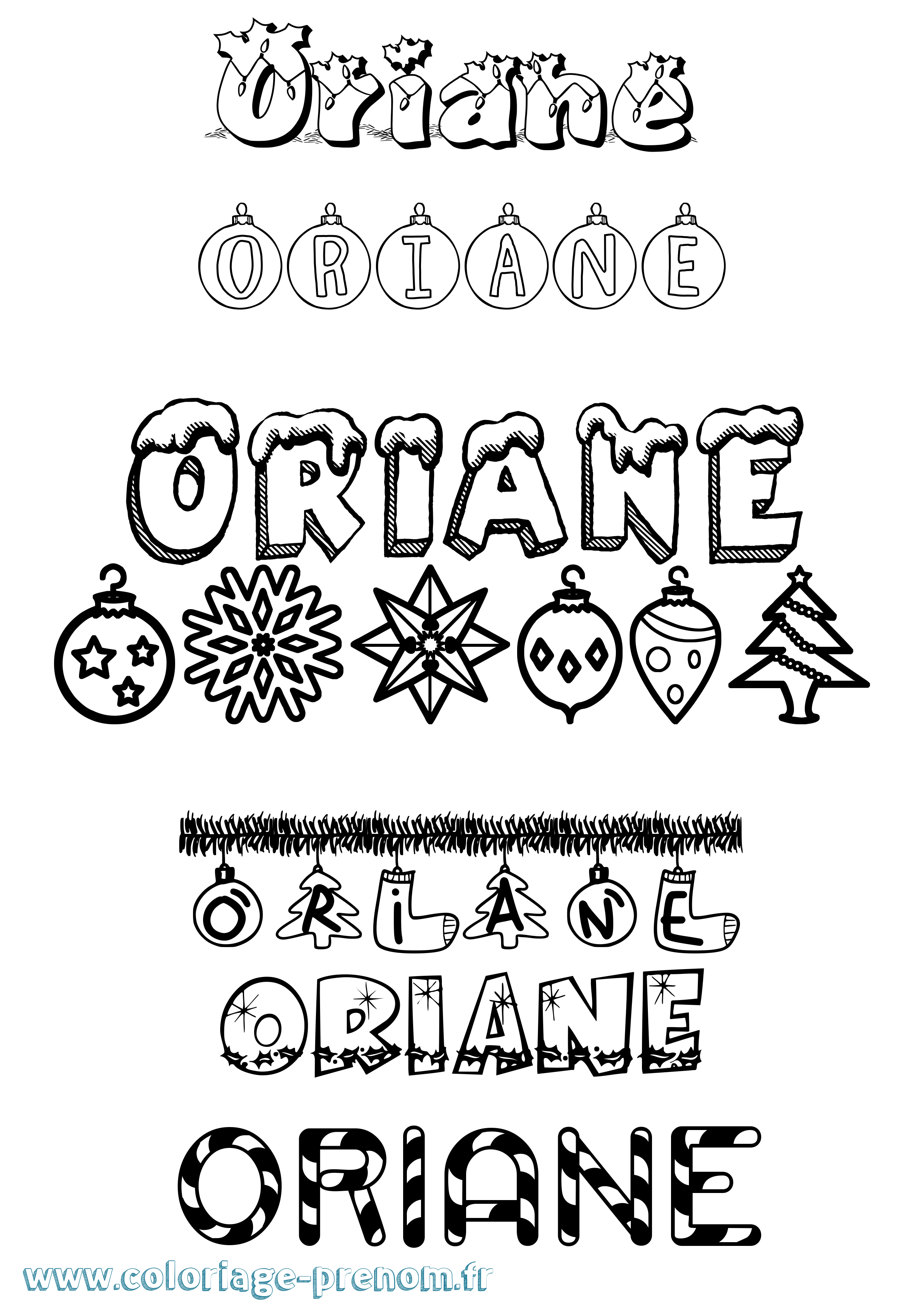 Coloriage Oriane Coloriage prénom Oriane