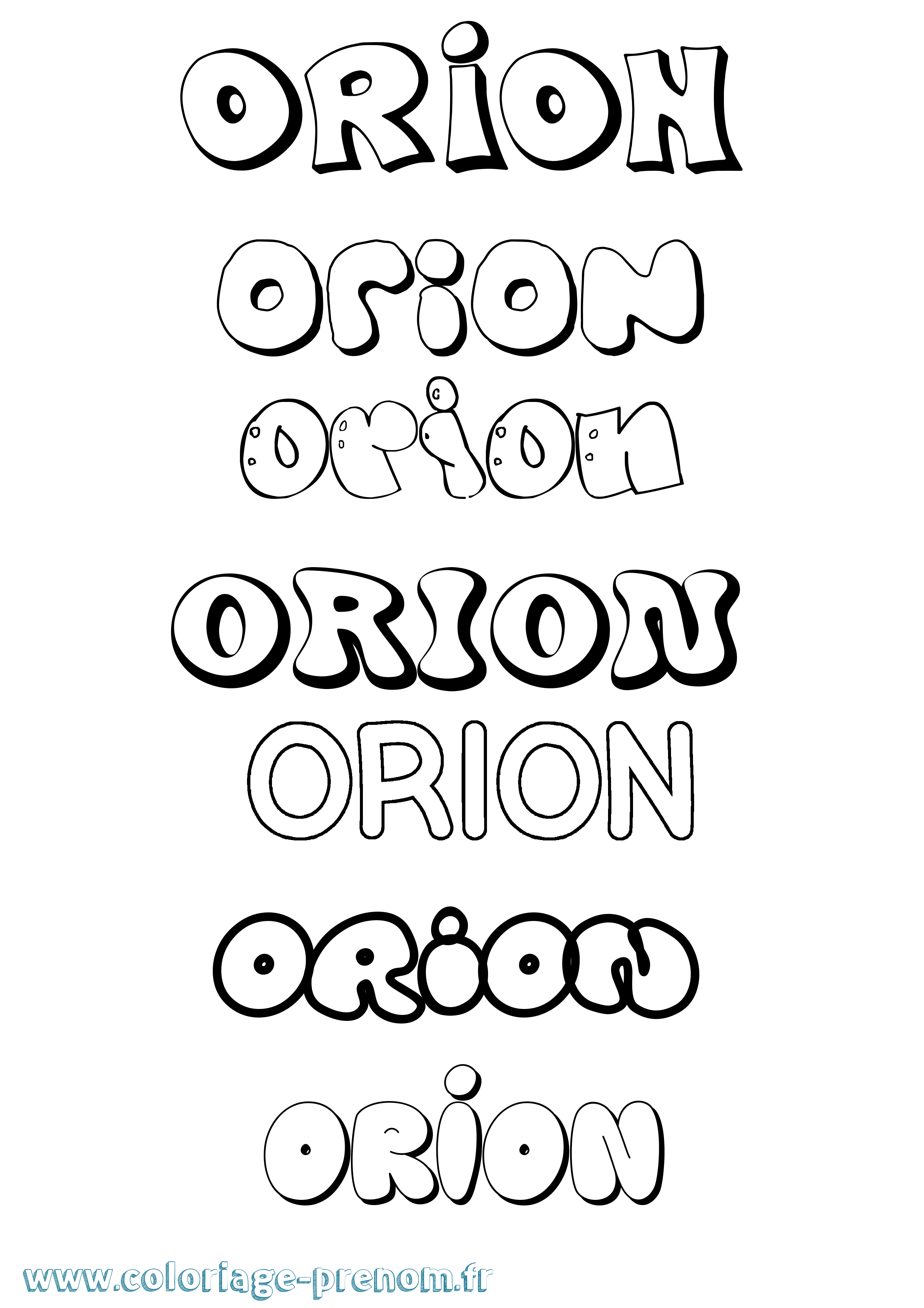 Coloriage prénom Orion Bubble