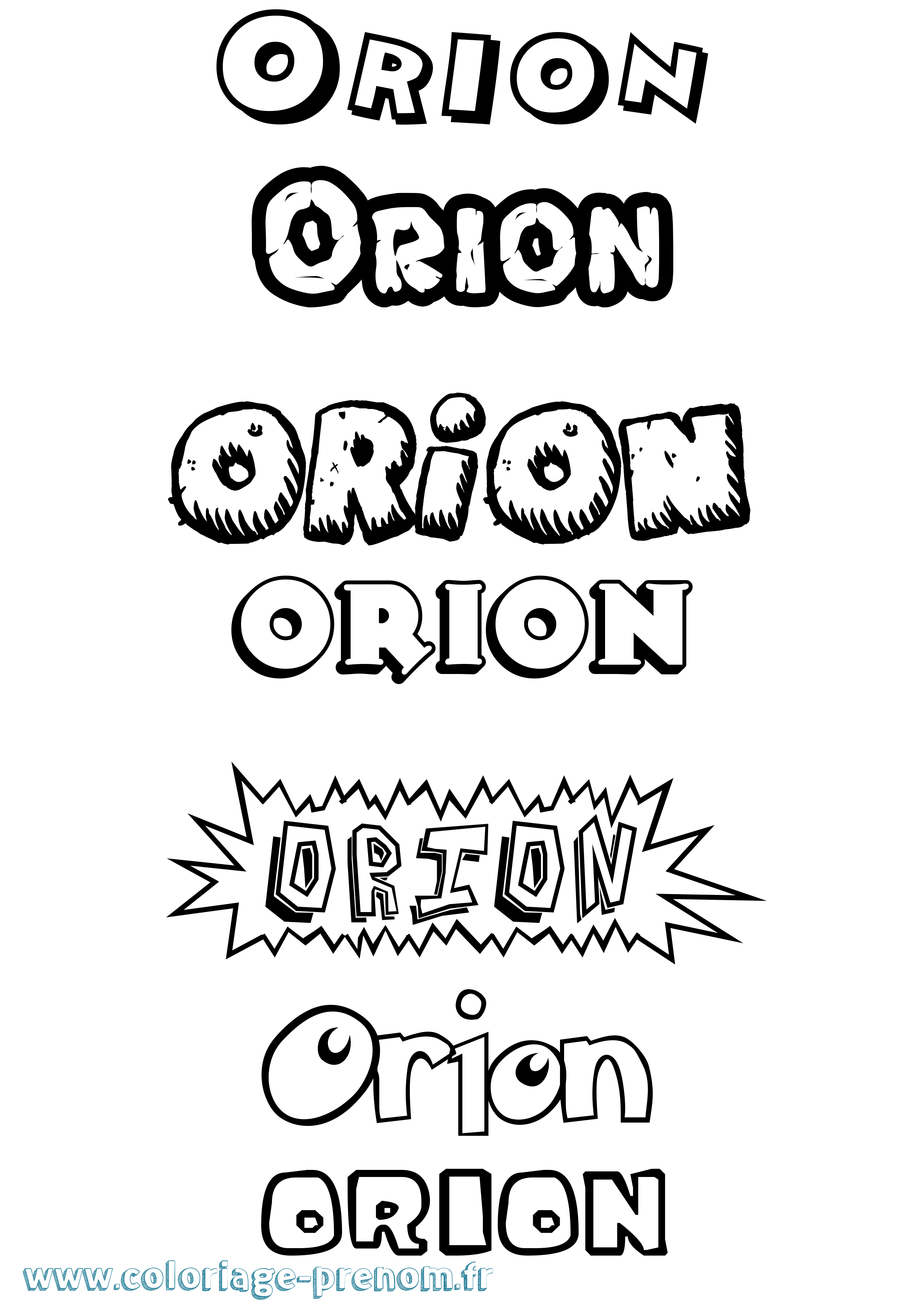 Coloriage prénom Orion Dessin Animé
