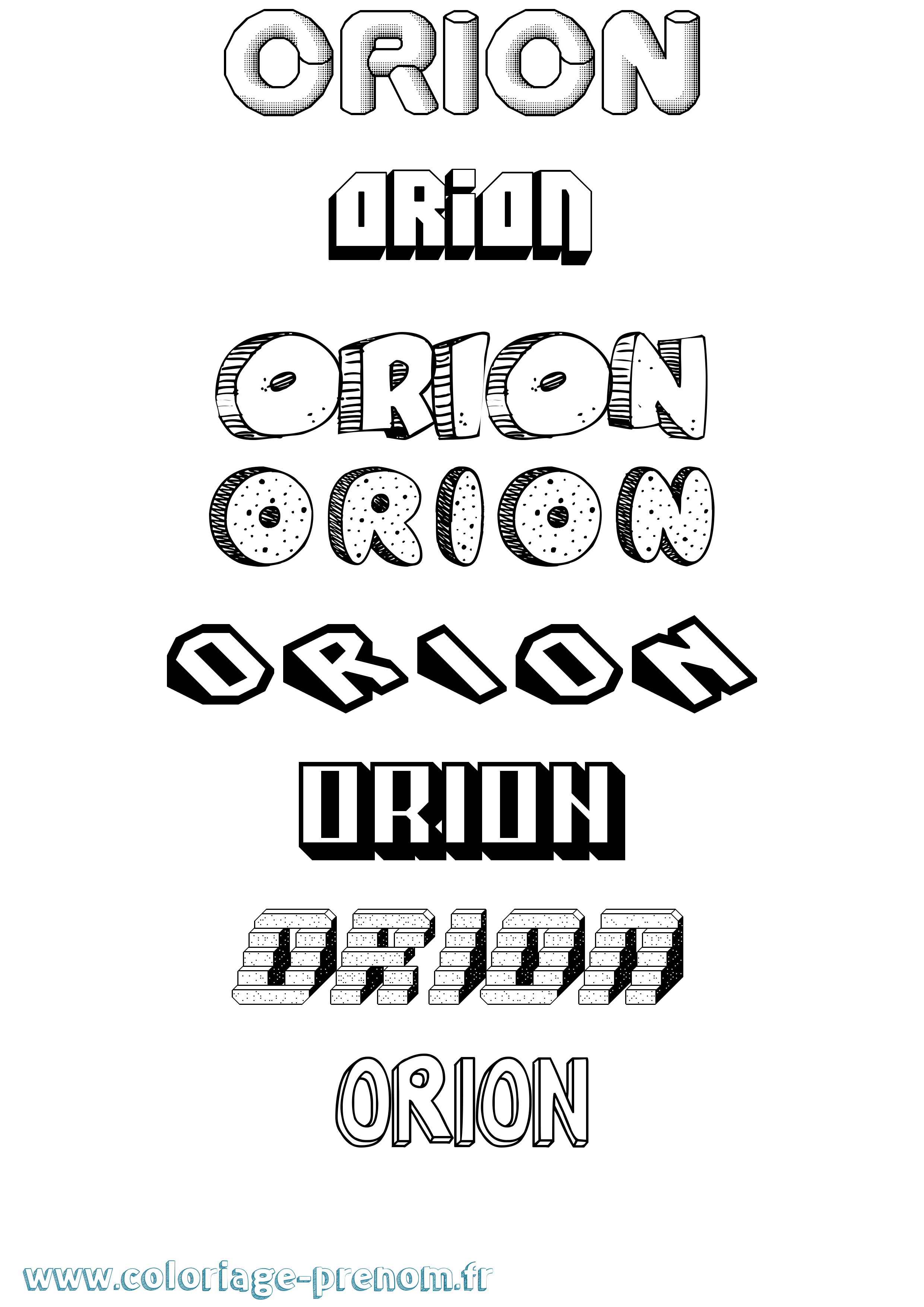 Coloriage prénom Orion Effet 3D