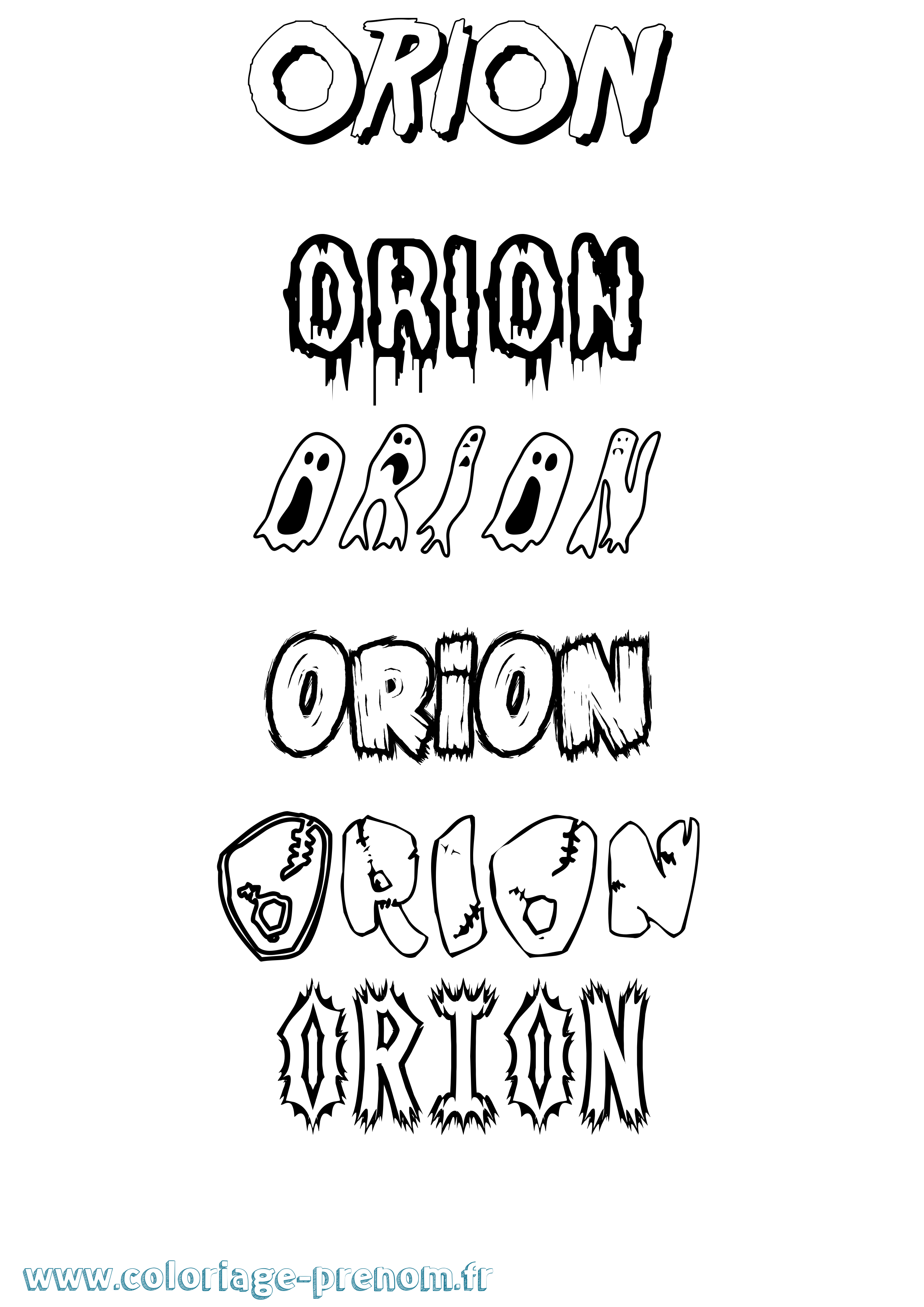 Coloriage prénom Orion Frisson