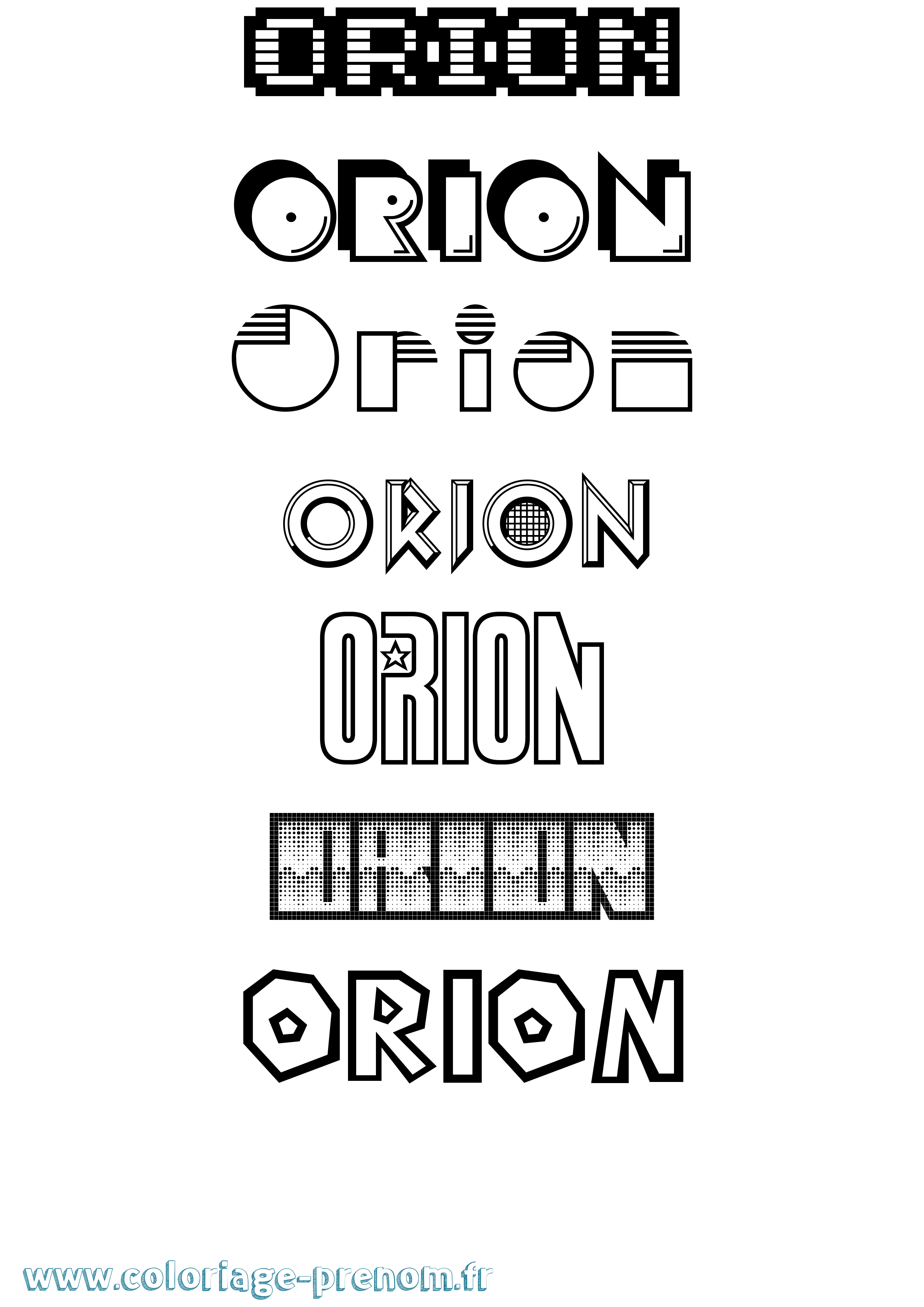 Coloriage prénom Orion Jeux Vidéos