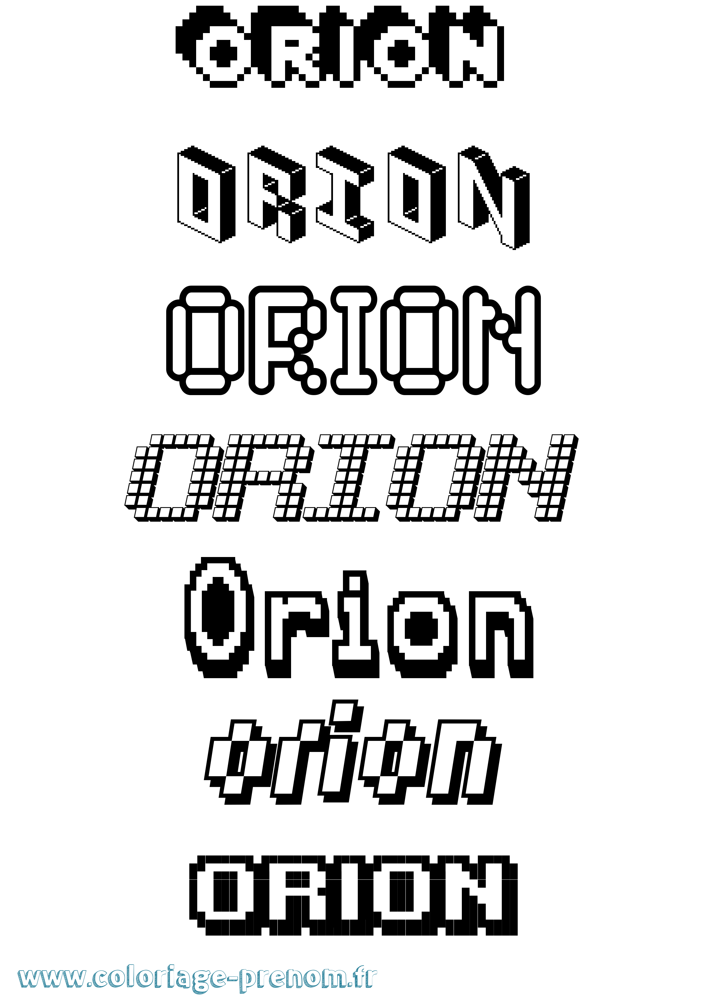 Coloriage prénom Orion Pixel